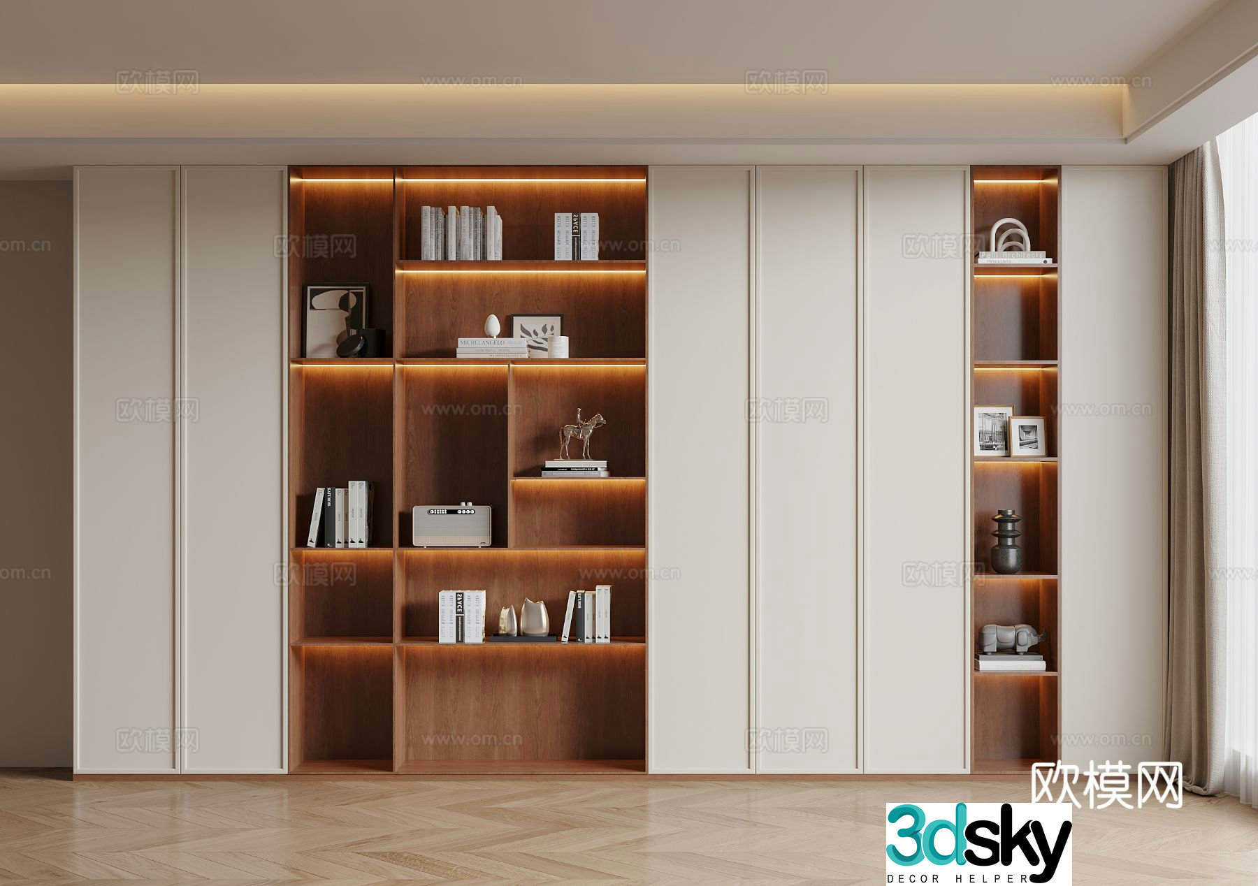 Modern medieval style bookcase 3d model