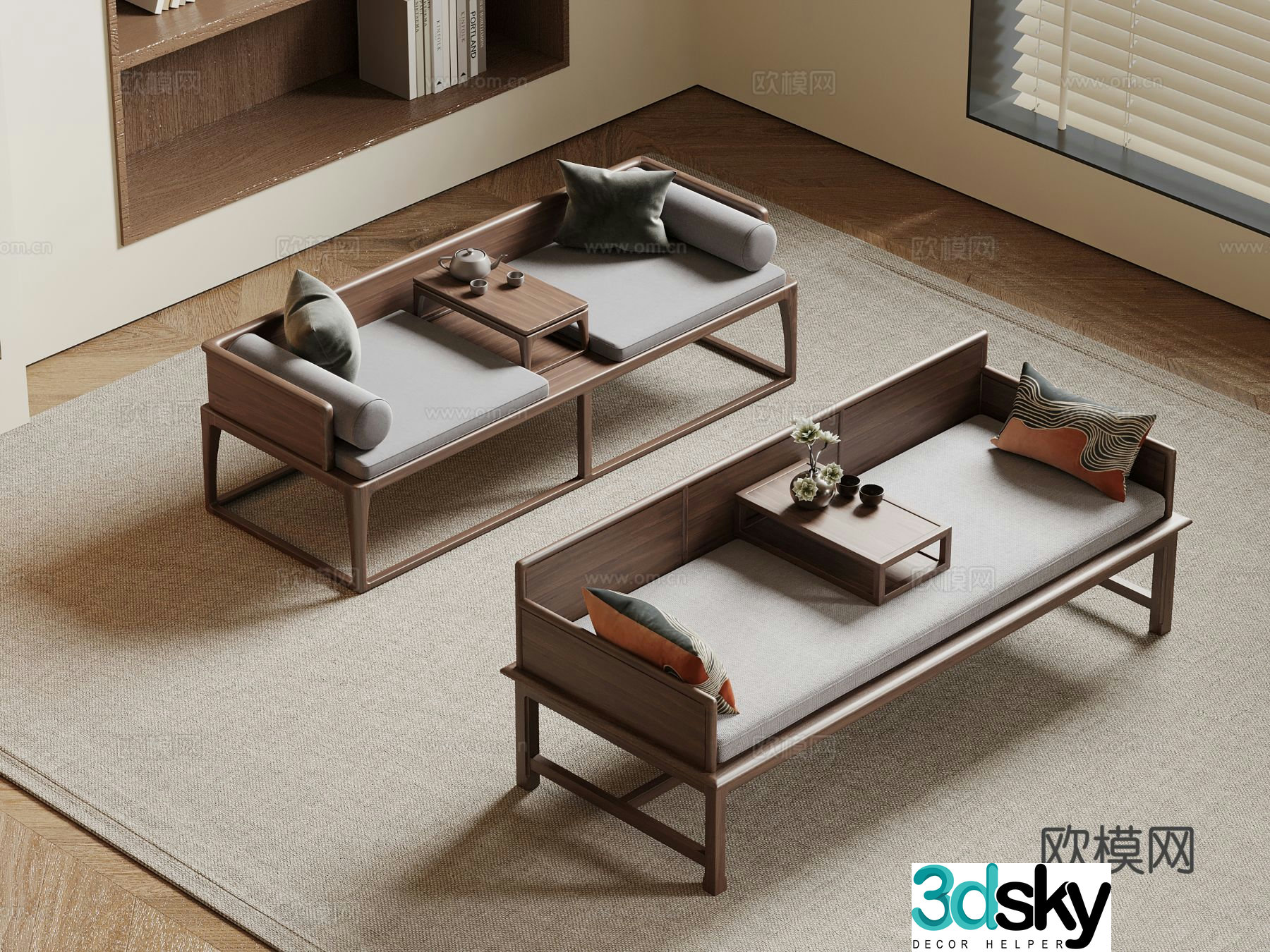 New Chinese Arhat Bed 3D Model