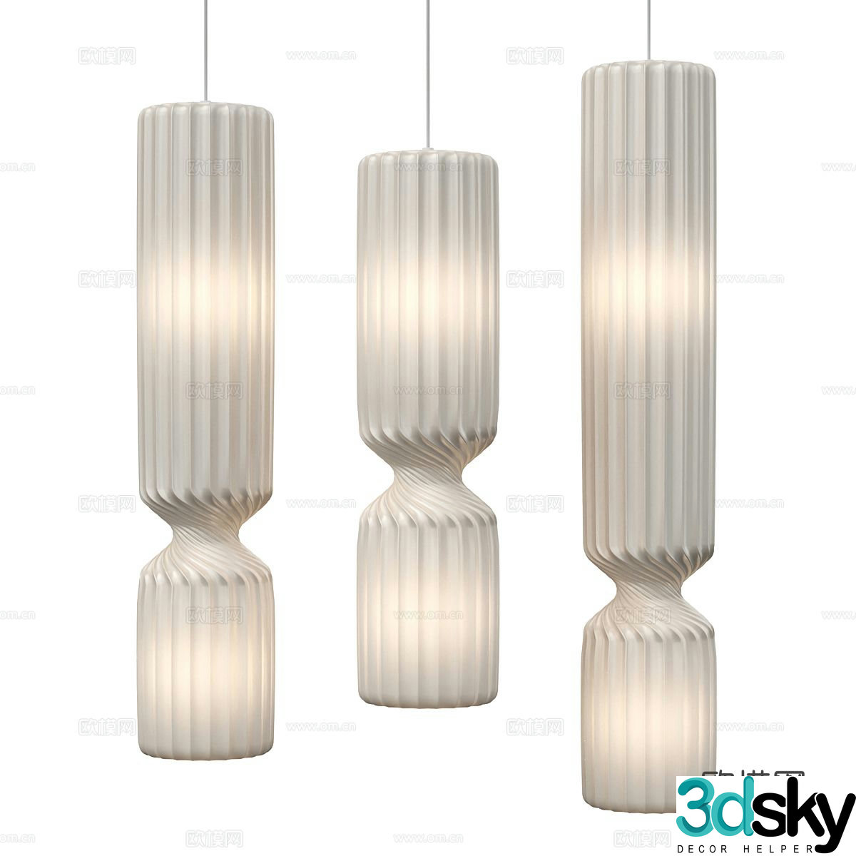 New Chinese rattan fabric decorative chandeliers 3D model