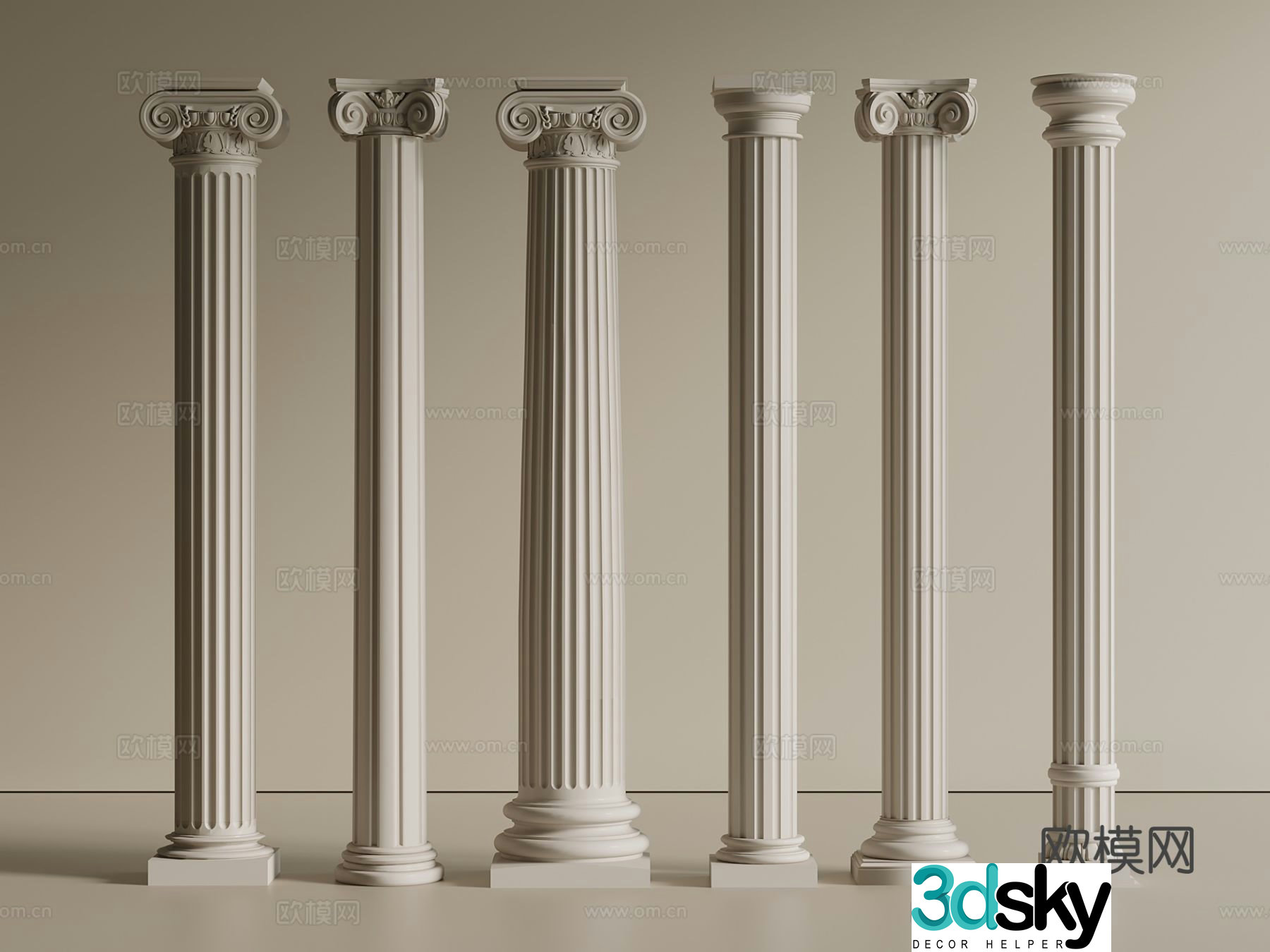 European style simple European column Roman column gypsum column 3d model