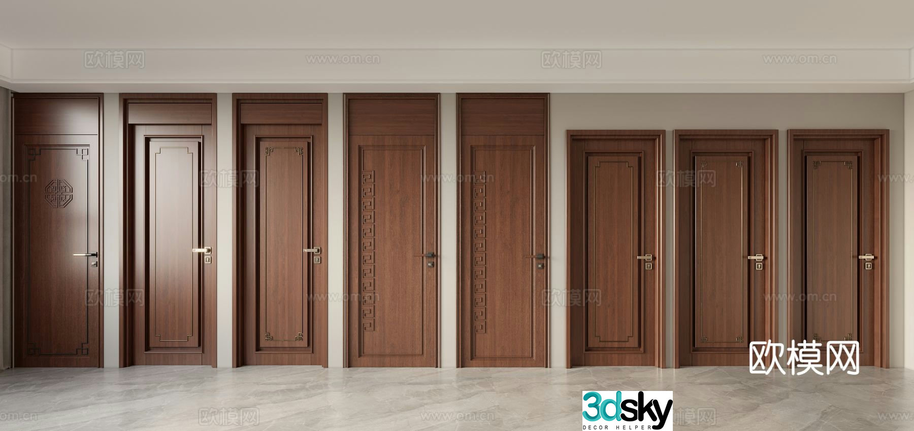 New Chinese style door 3D model
