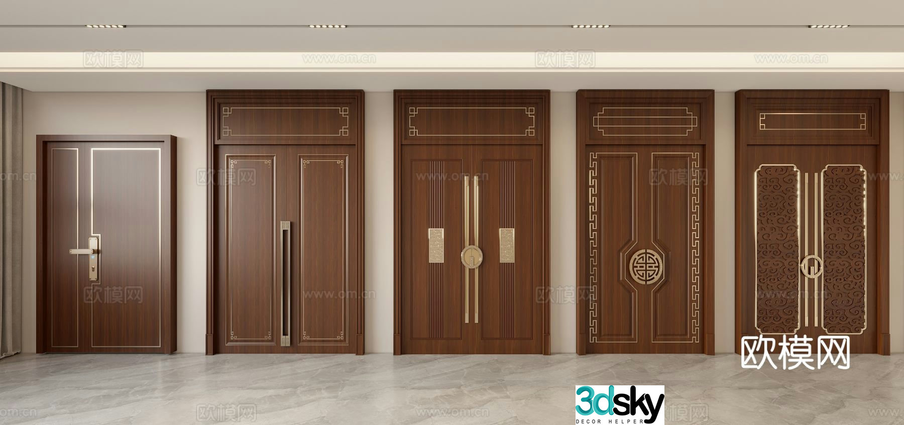 New Chinese double door 3D model
