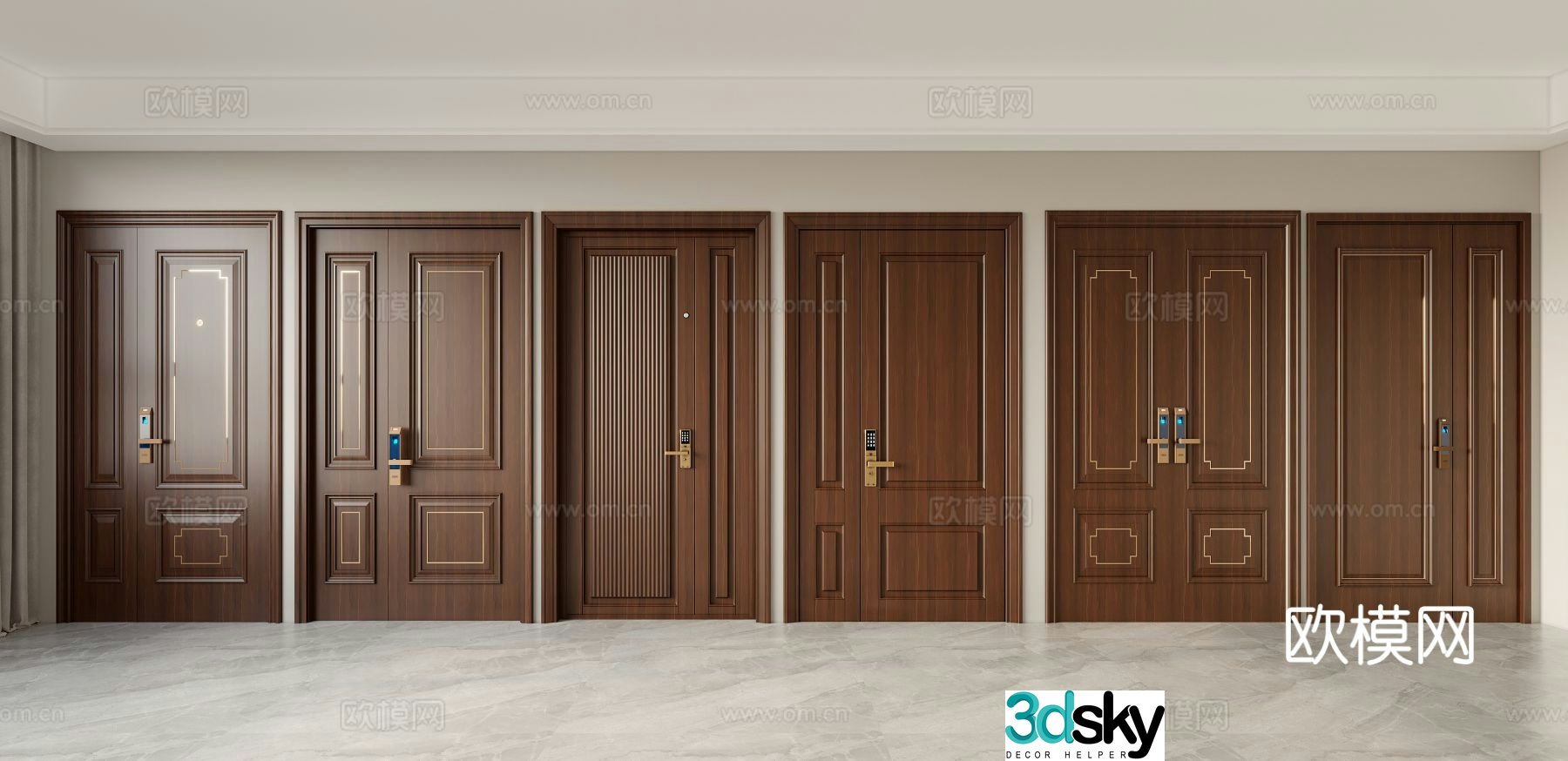 New Chinese double door 3D model