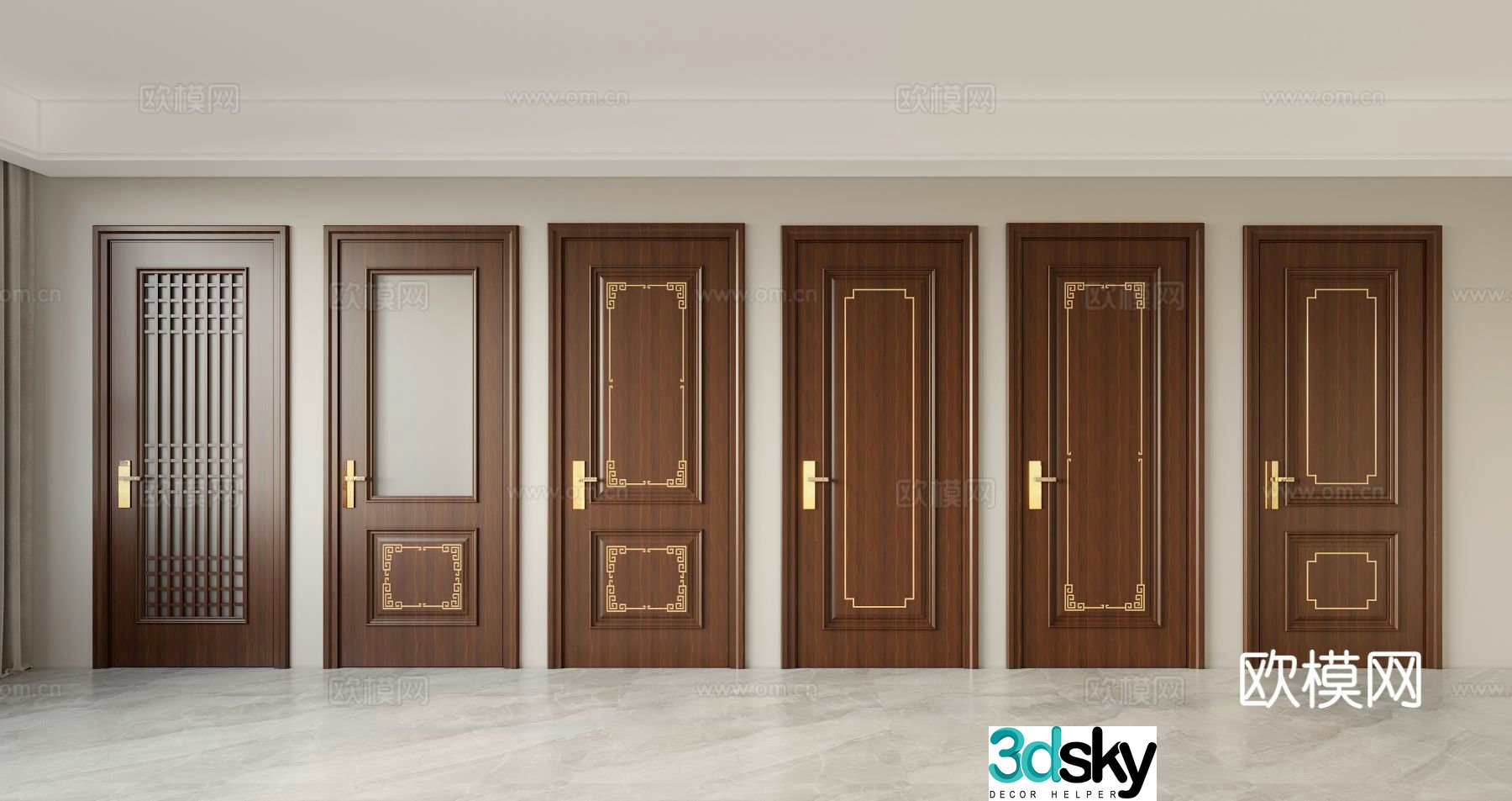 New Chinese style door 3D model