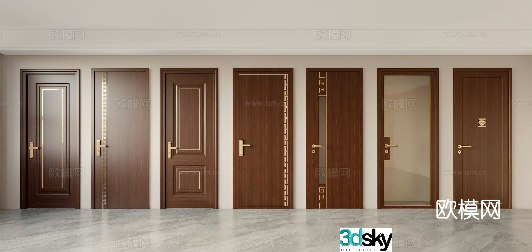 New Chinese style door 3D model