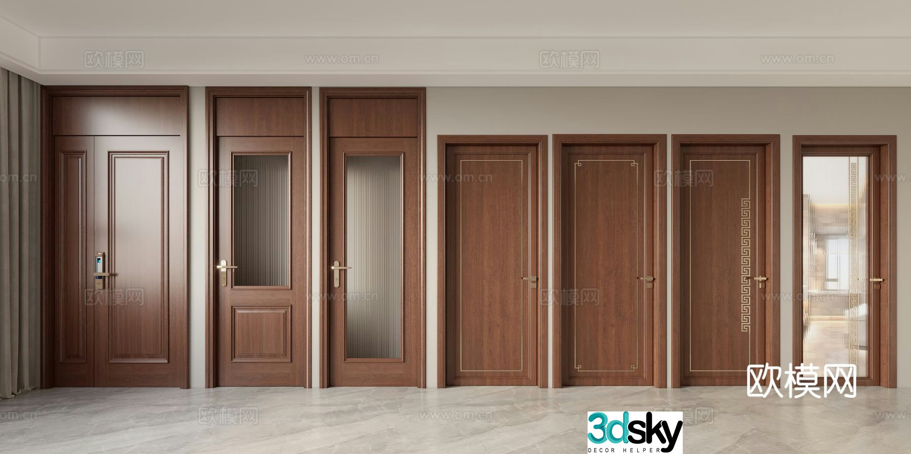 New Chinese-style 3D model of open ceiling door