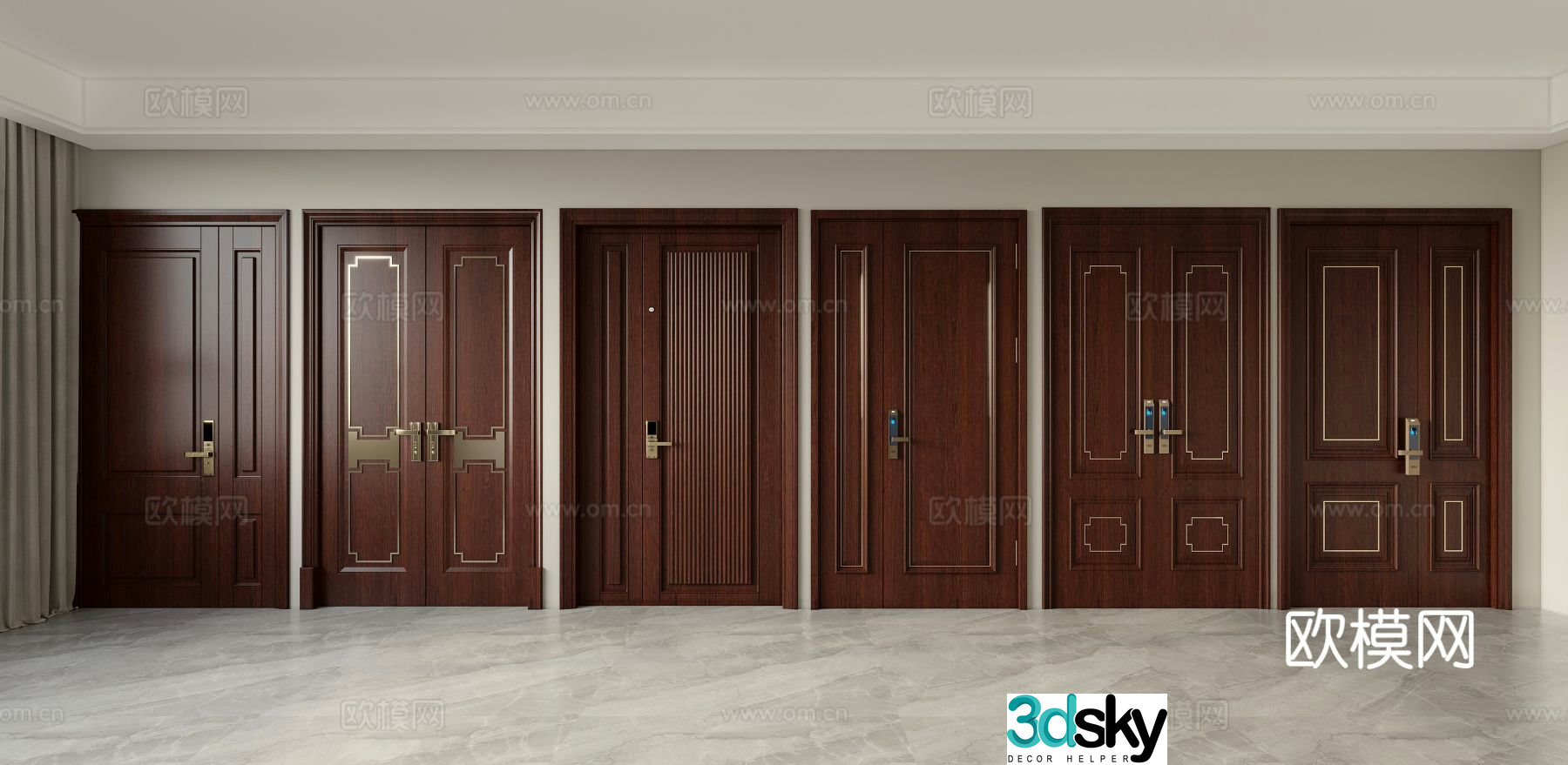 New Chinese double door 3D model