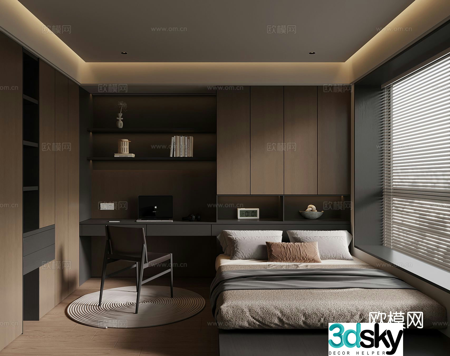 Italian tatami bedroom double bed 3d model