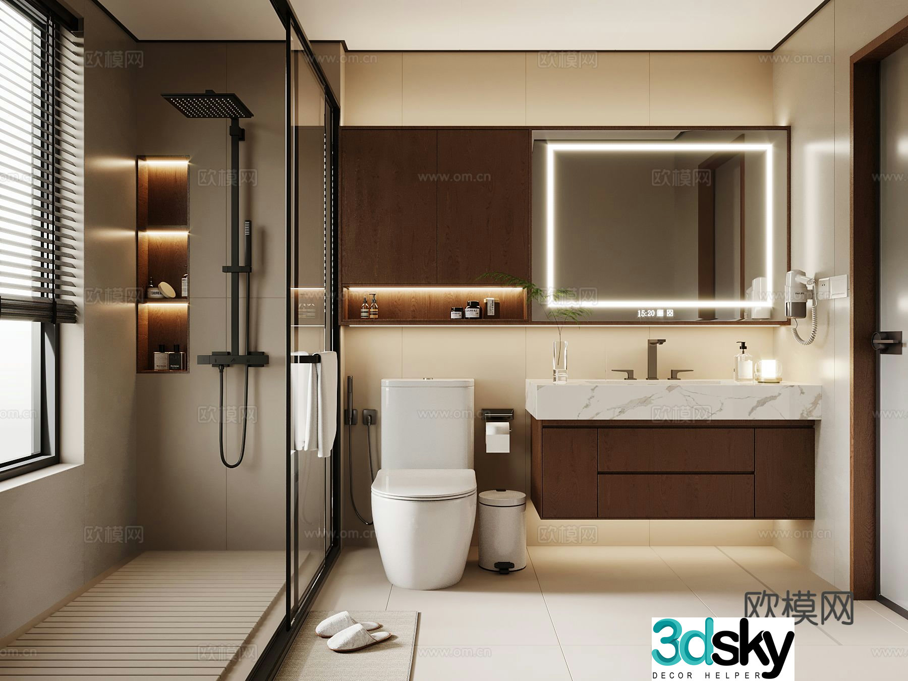 Modern medieval style bathroom 3d model 3d model