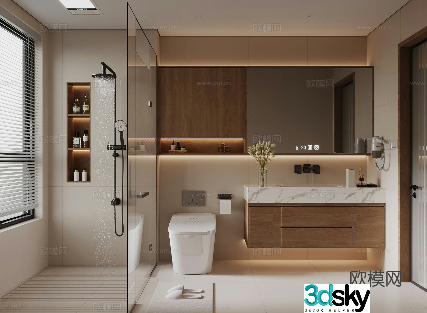 Modern bathroom toilet bathroom cabinet 3d model