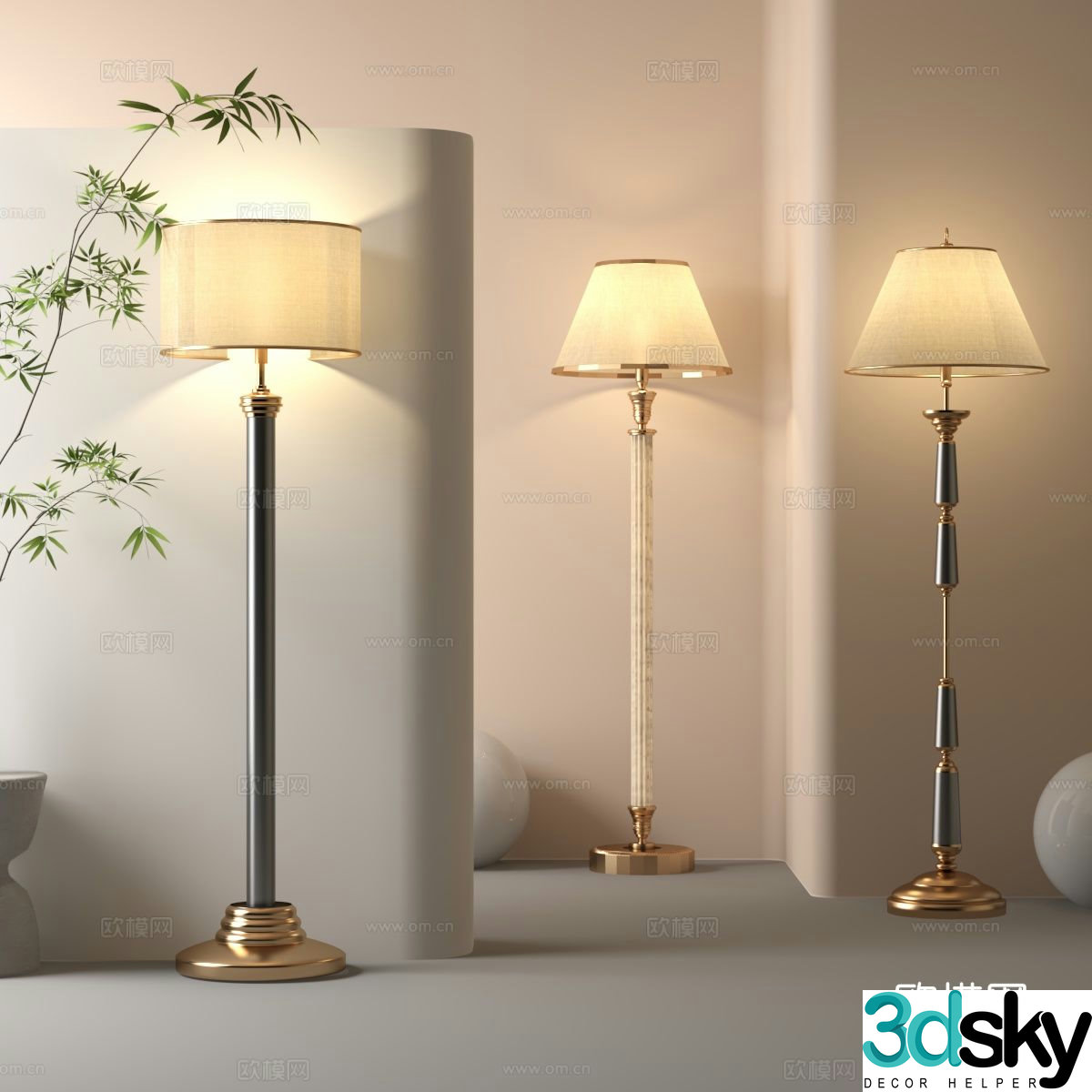 New Chinese floor lamp 3D model