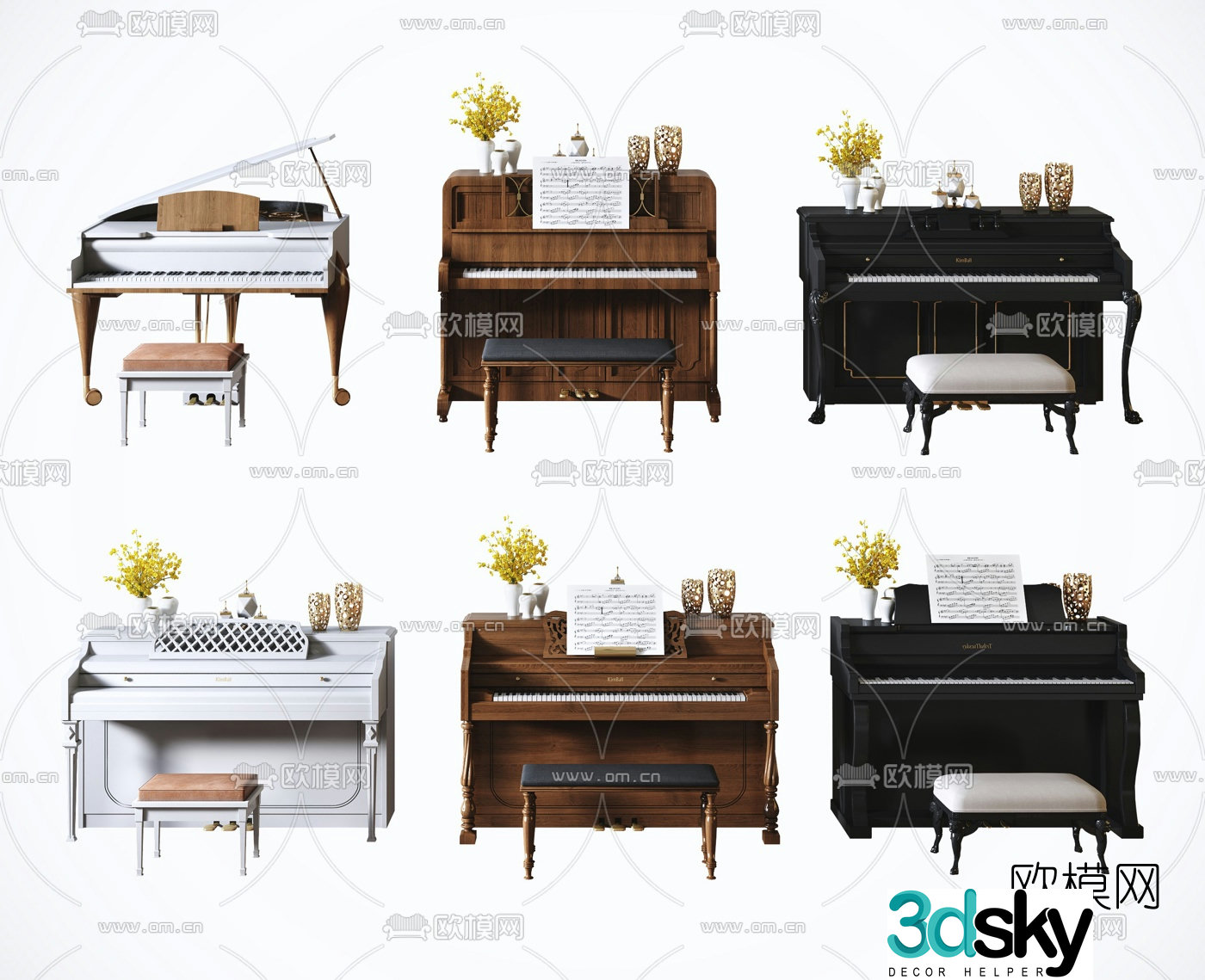Modern piano combination 3d model
