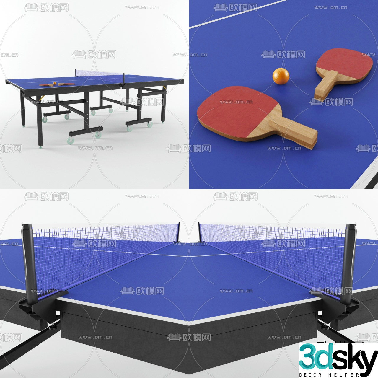 Modern table tennis table 3d model