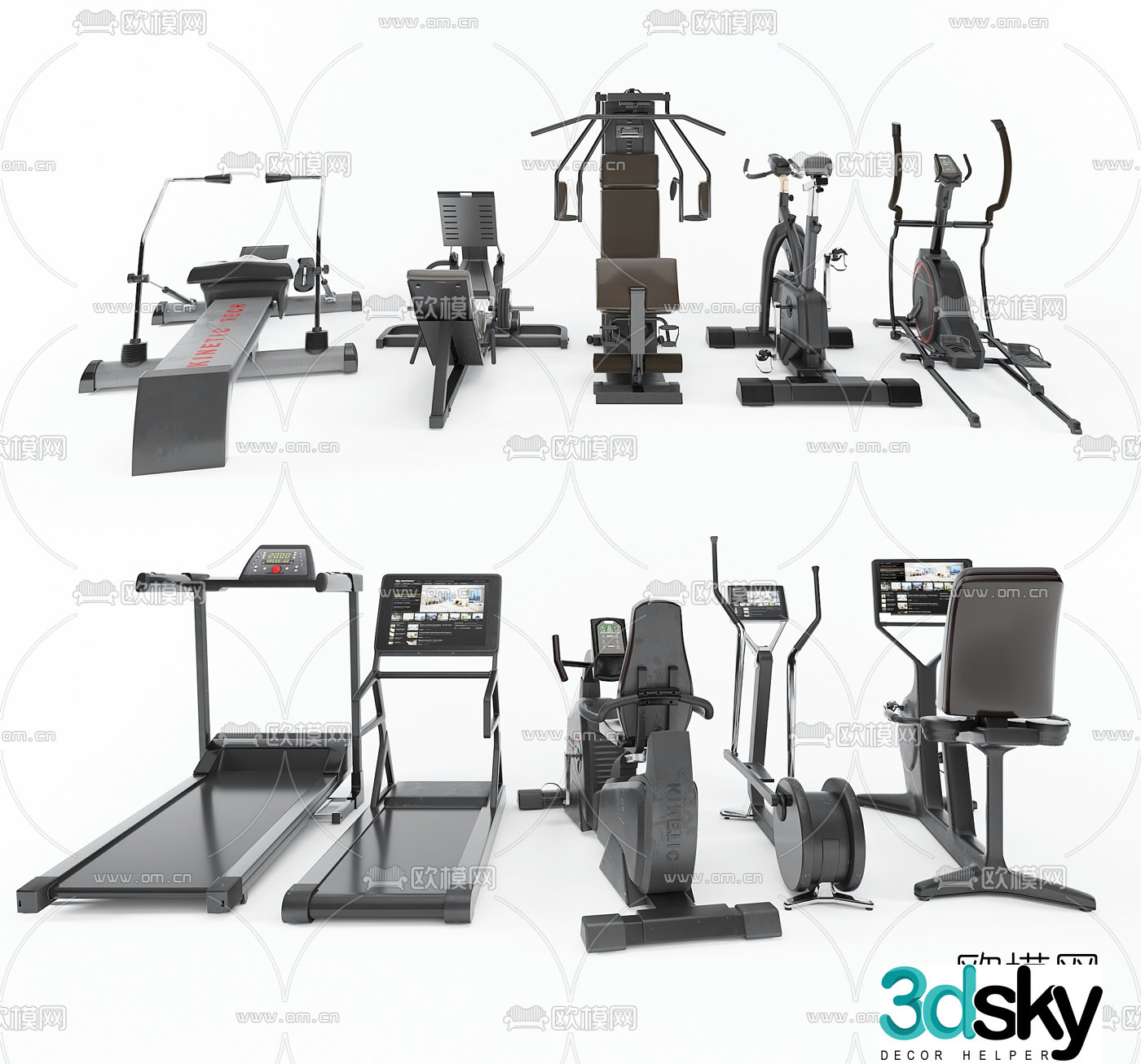 Modern fitness equipment treadmill 3d model