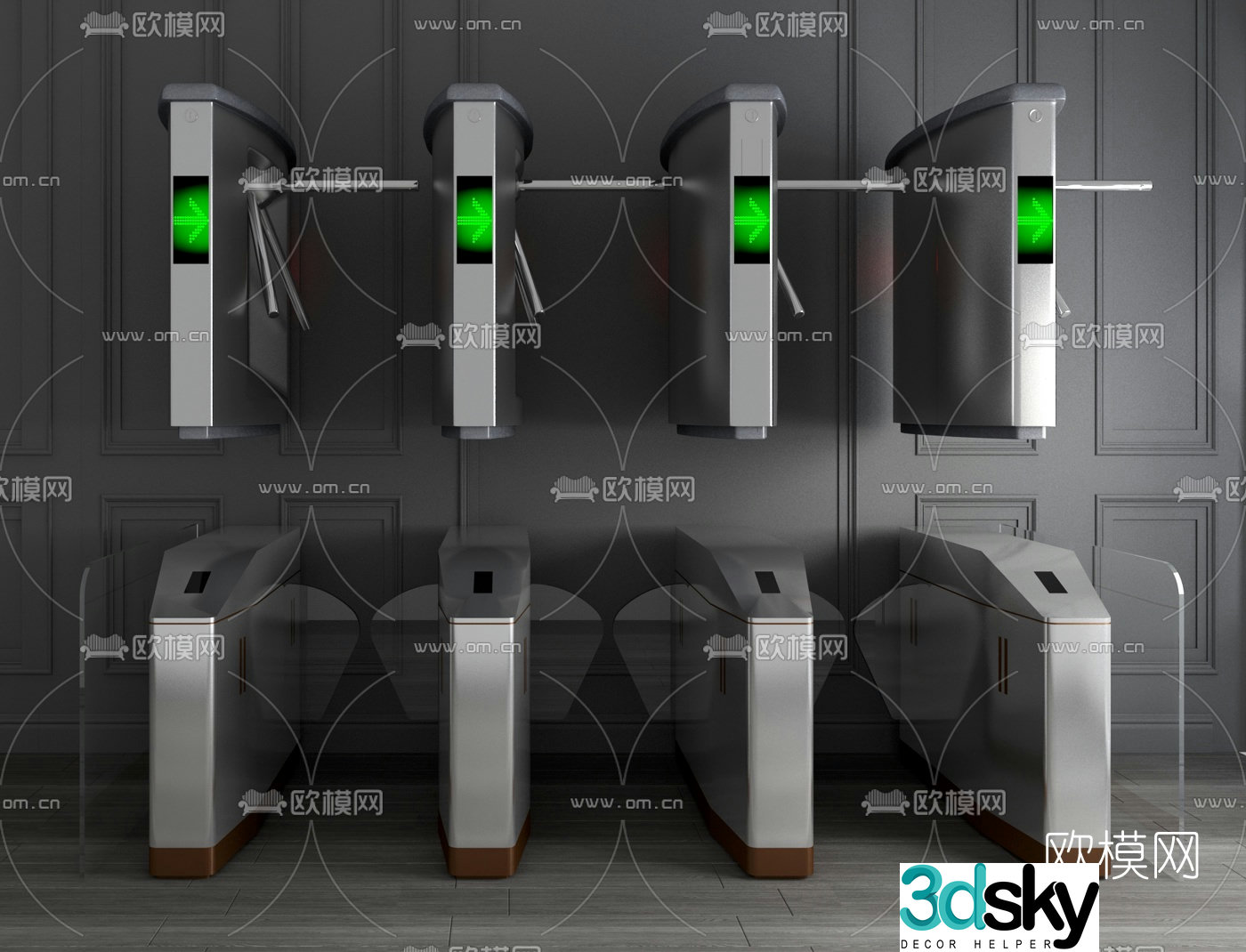 Modern automatic induction gate combination 3D model