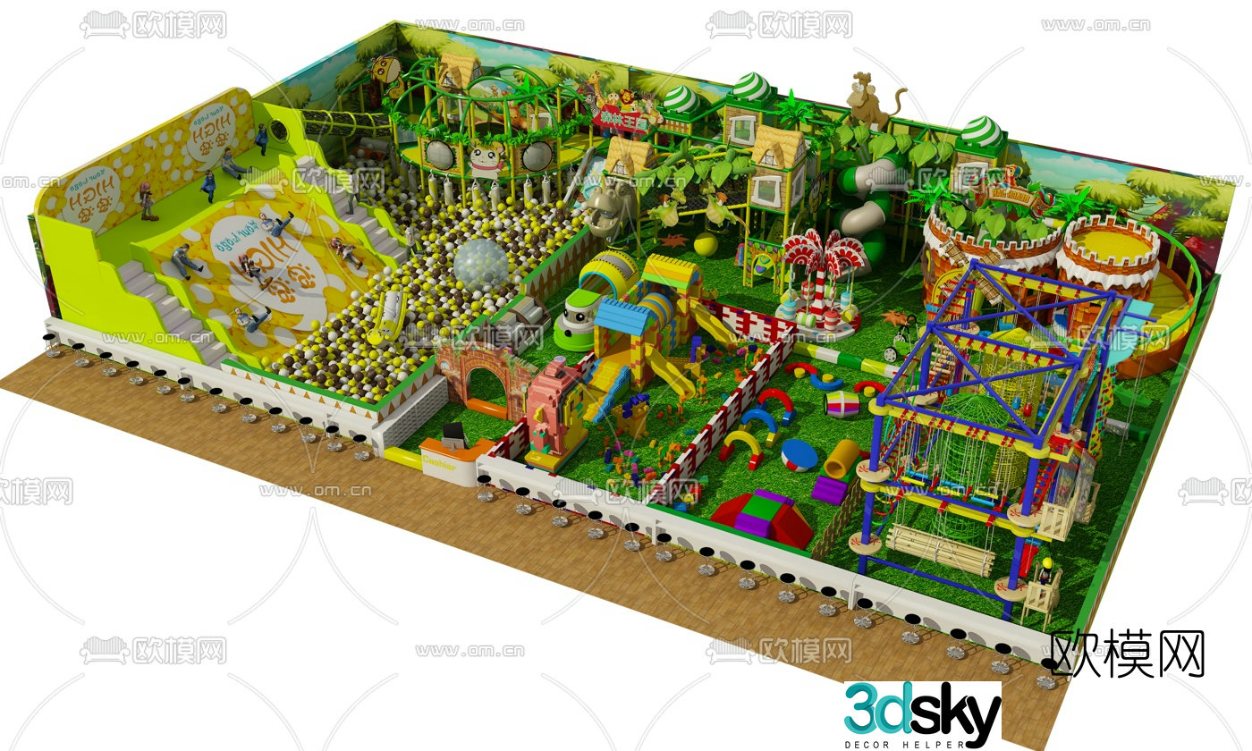Modern forest theme children's park rides 3D model