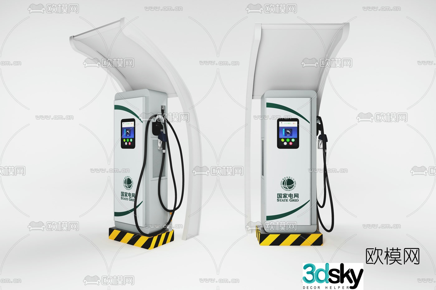 Modern car charging pile 3d model
