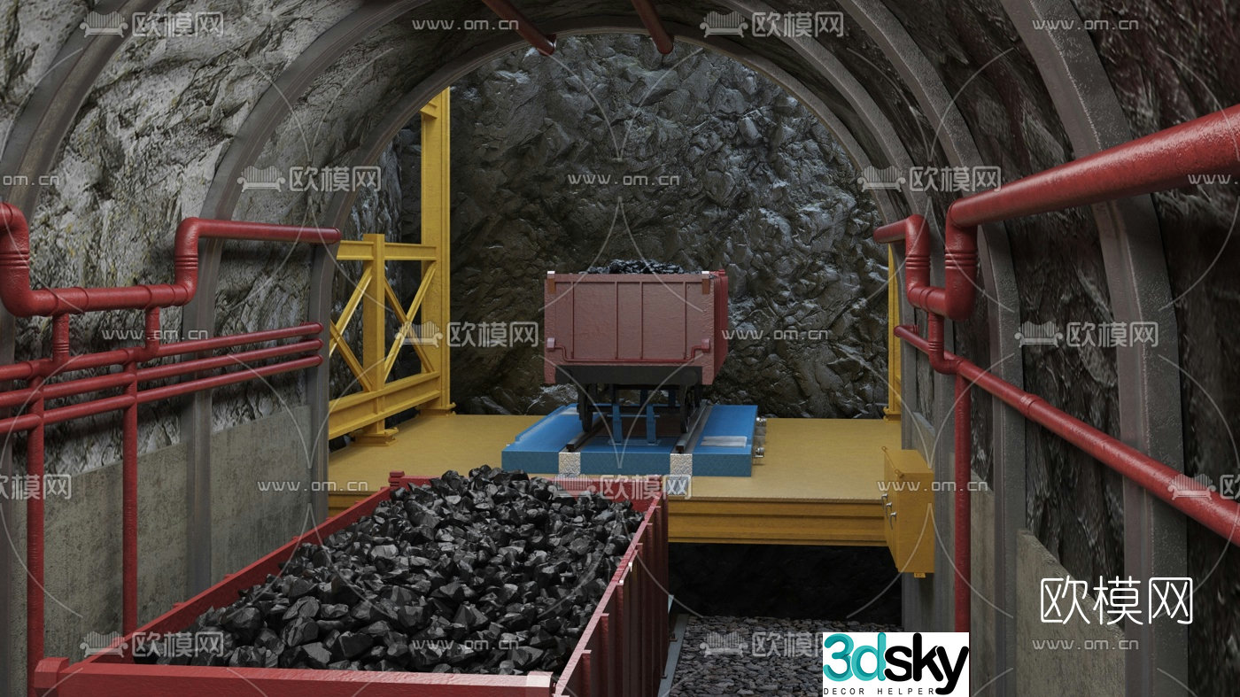 Modern underground mine rail car 3d model
