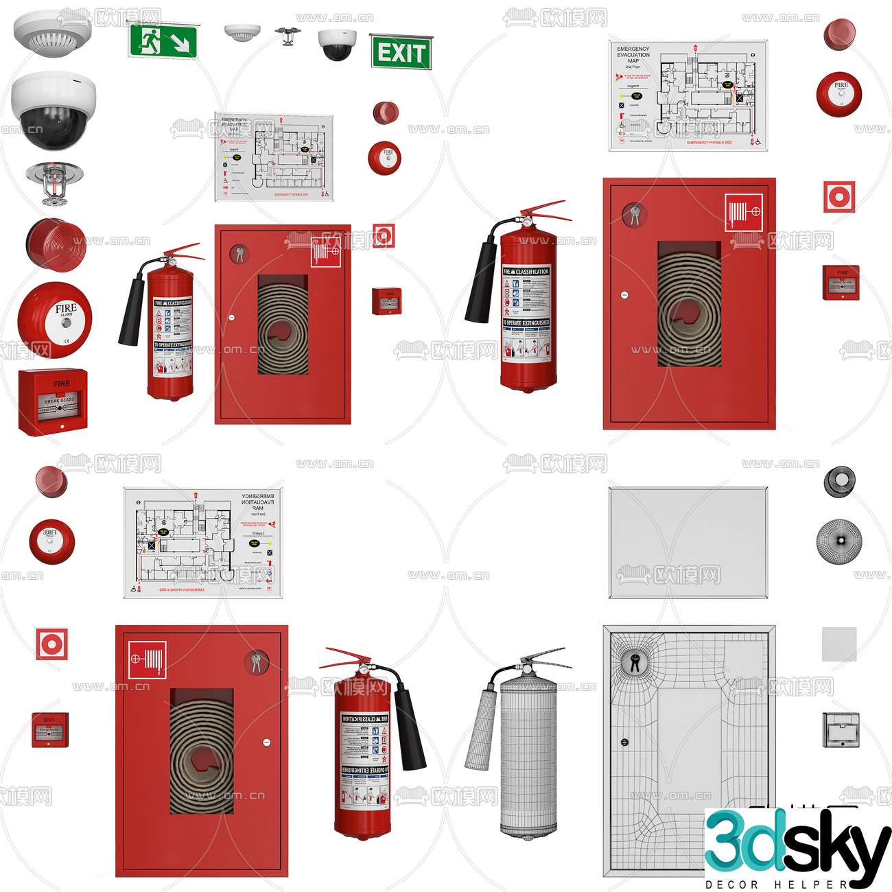 Modern firefighting tool combination 3d model