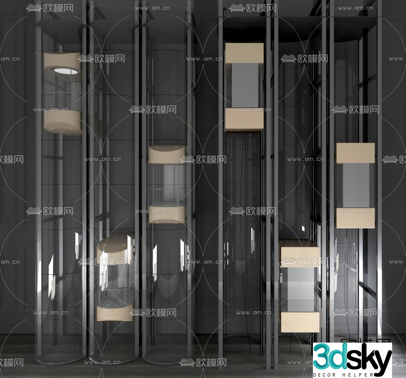 Modern sightseeing elevator lift combination 3d model