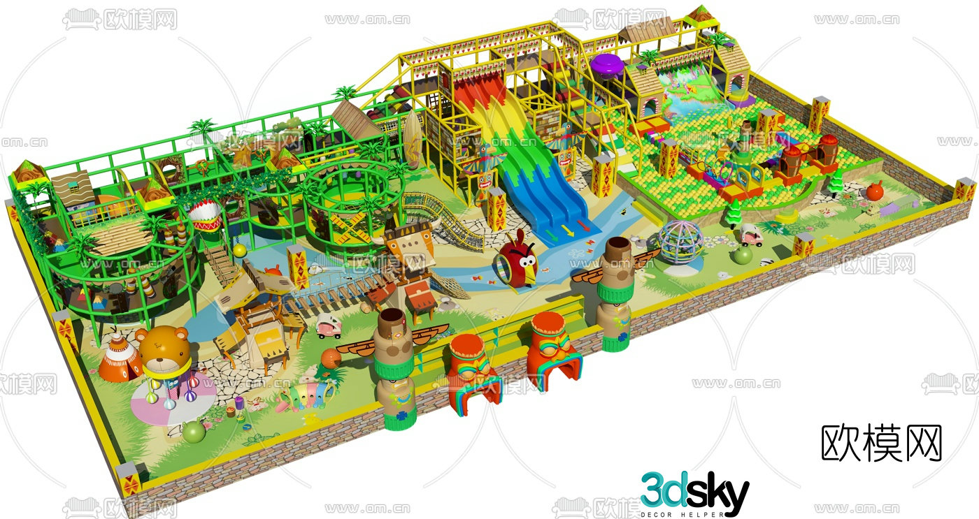 Modern children's playground rides 3d model