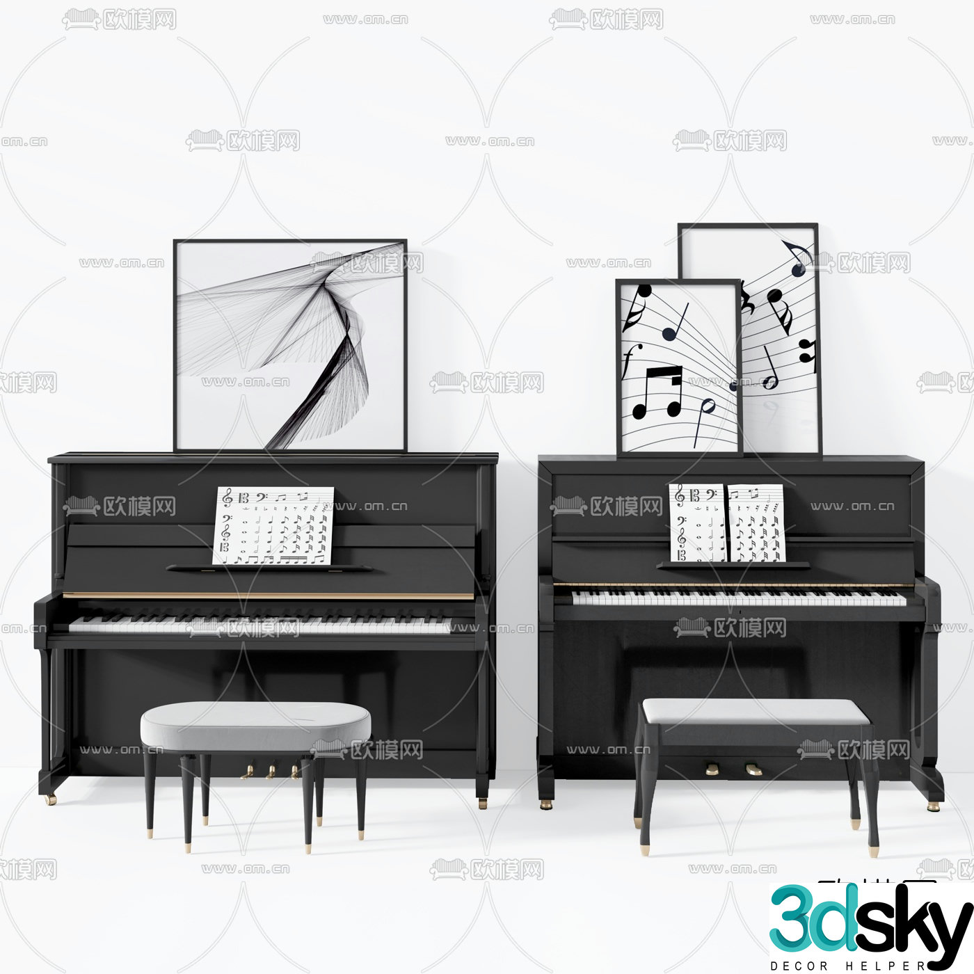 Modern piano combination 3d model
