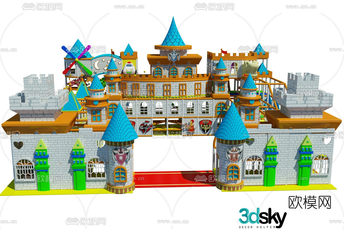 Modern children's castle rides 3d model