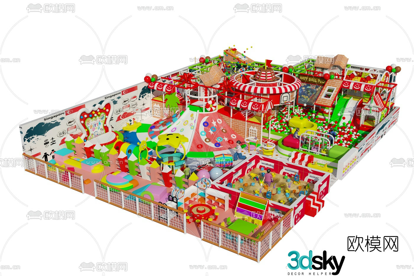 Modern candy naughty castle amusement park children's playground 3d model