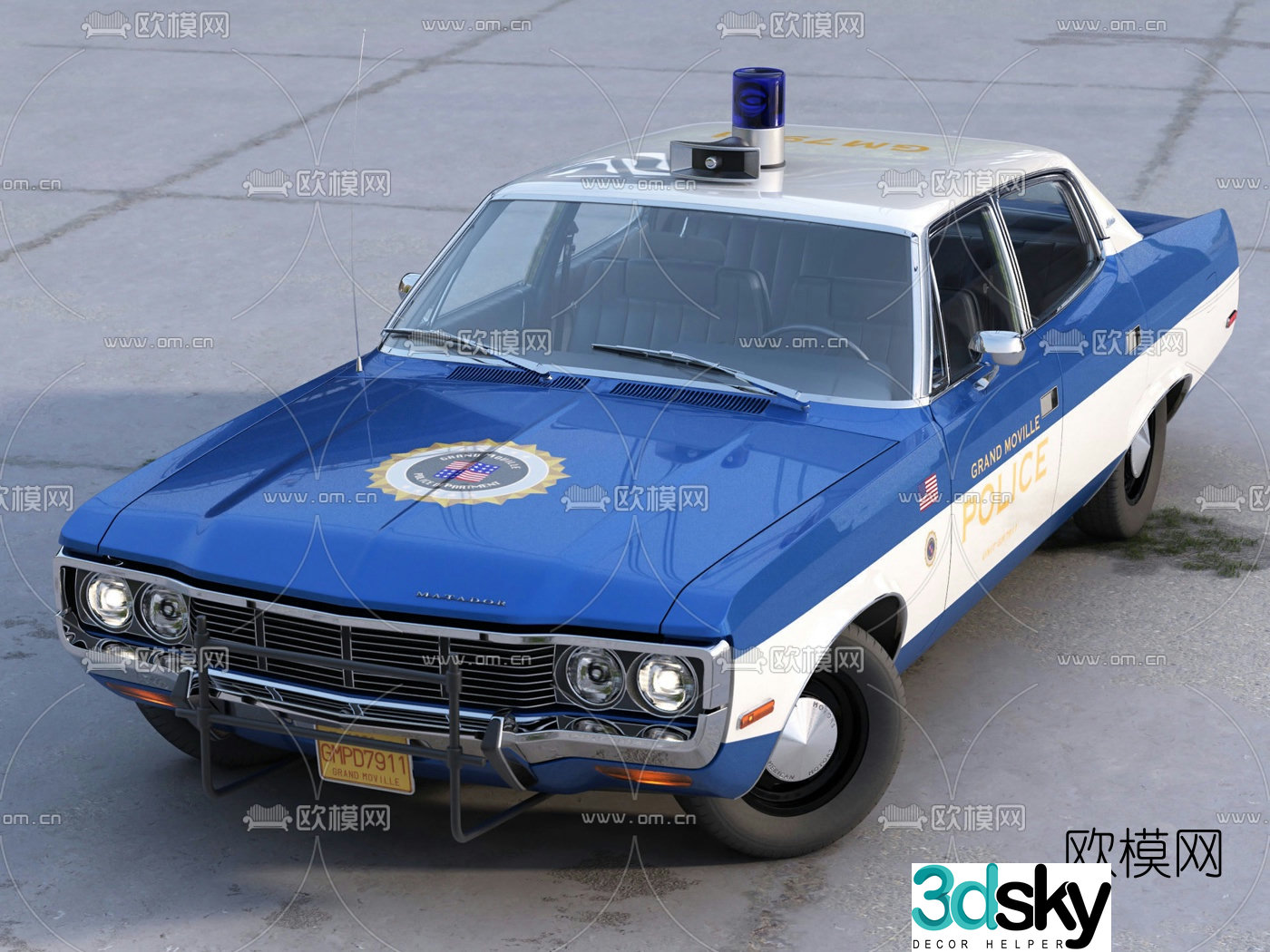 Modern retro police car 3d model