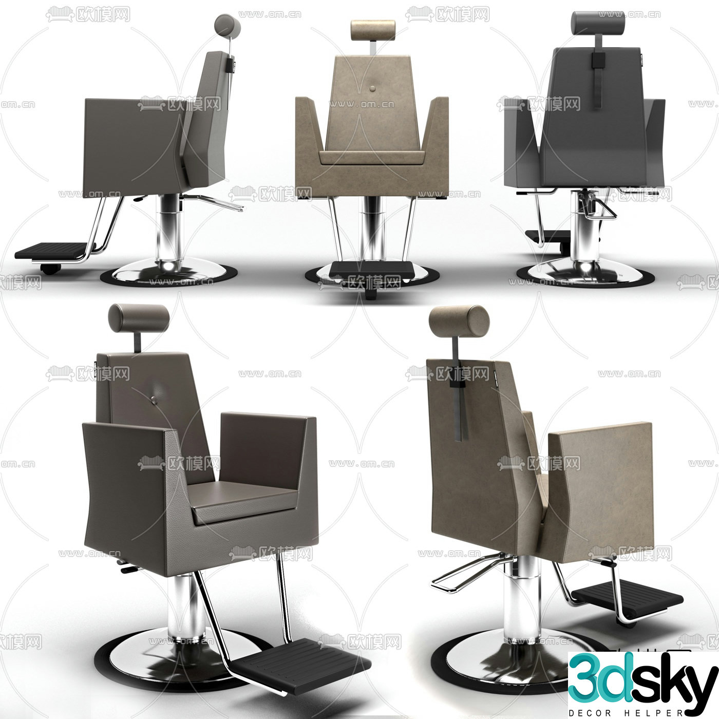 Modern leather barber chair 3d model