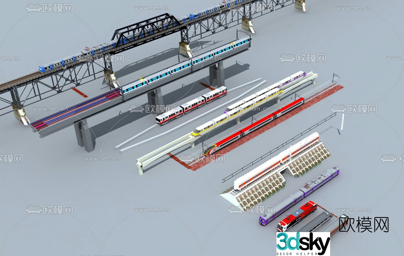 Modern high-speed train 3D model