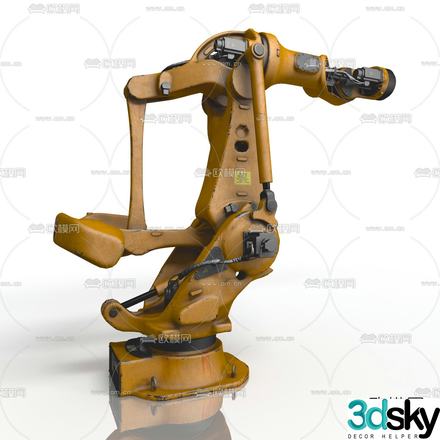Industrial style three-axis robotic arm 3D model