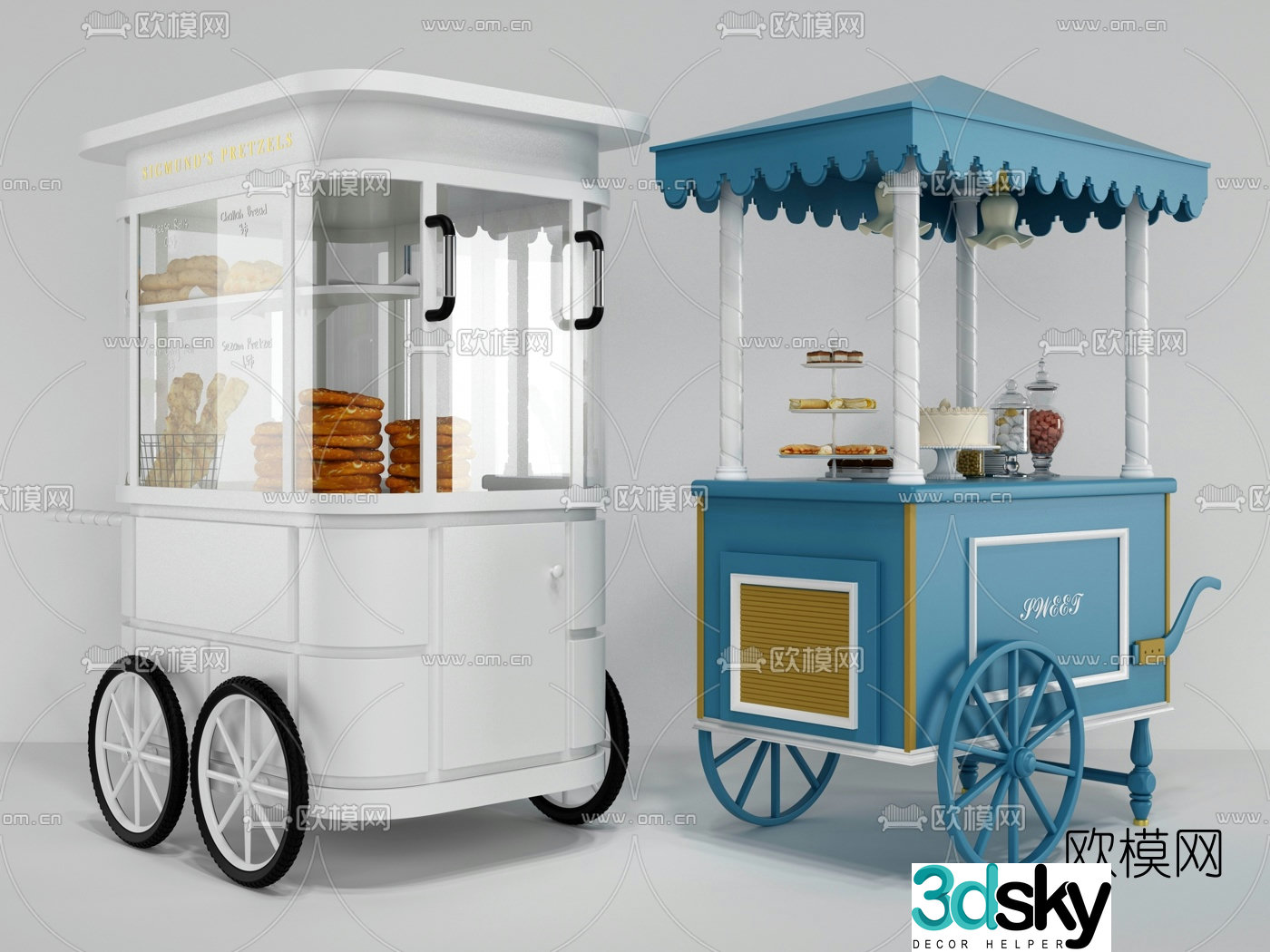 Nordic push cart vending cart 3d model