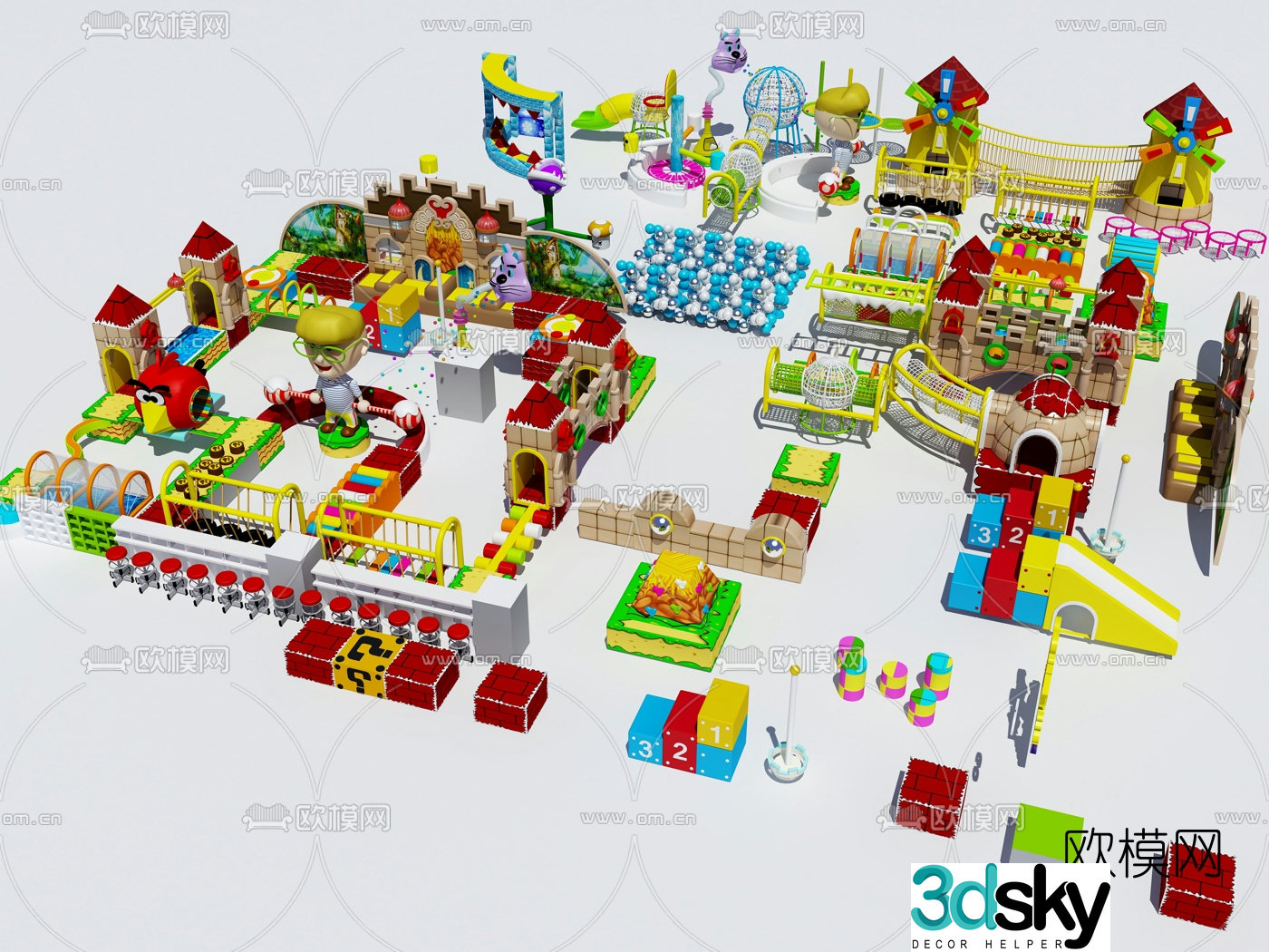 Modern children's climbing play equipment 3d model