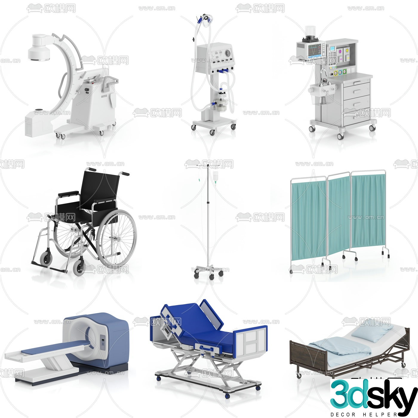 Modern medical equipment combination 3d model