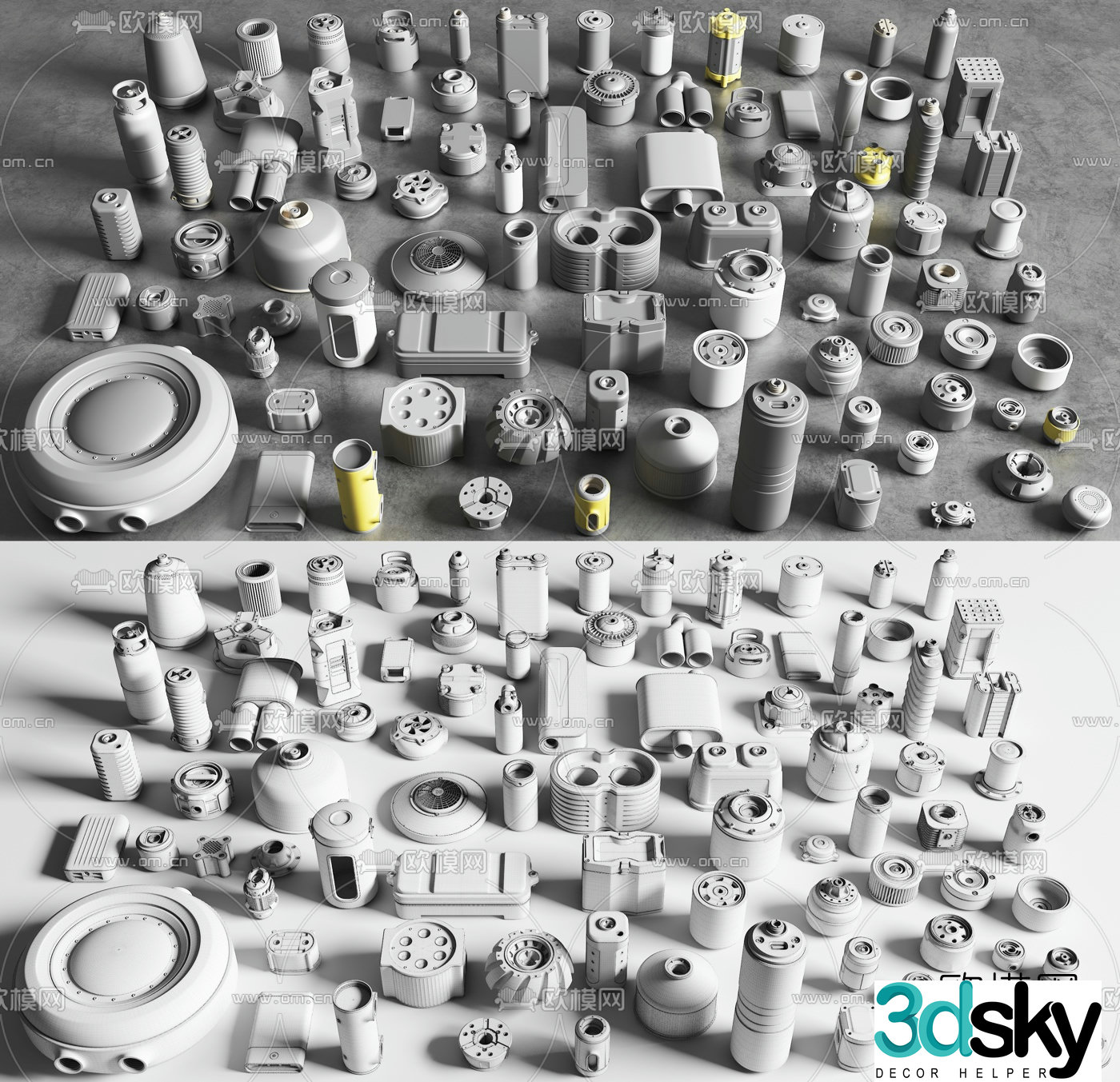 Industrial style mechanical parts 3d model