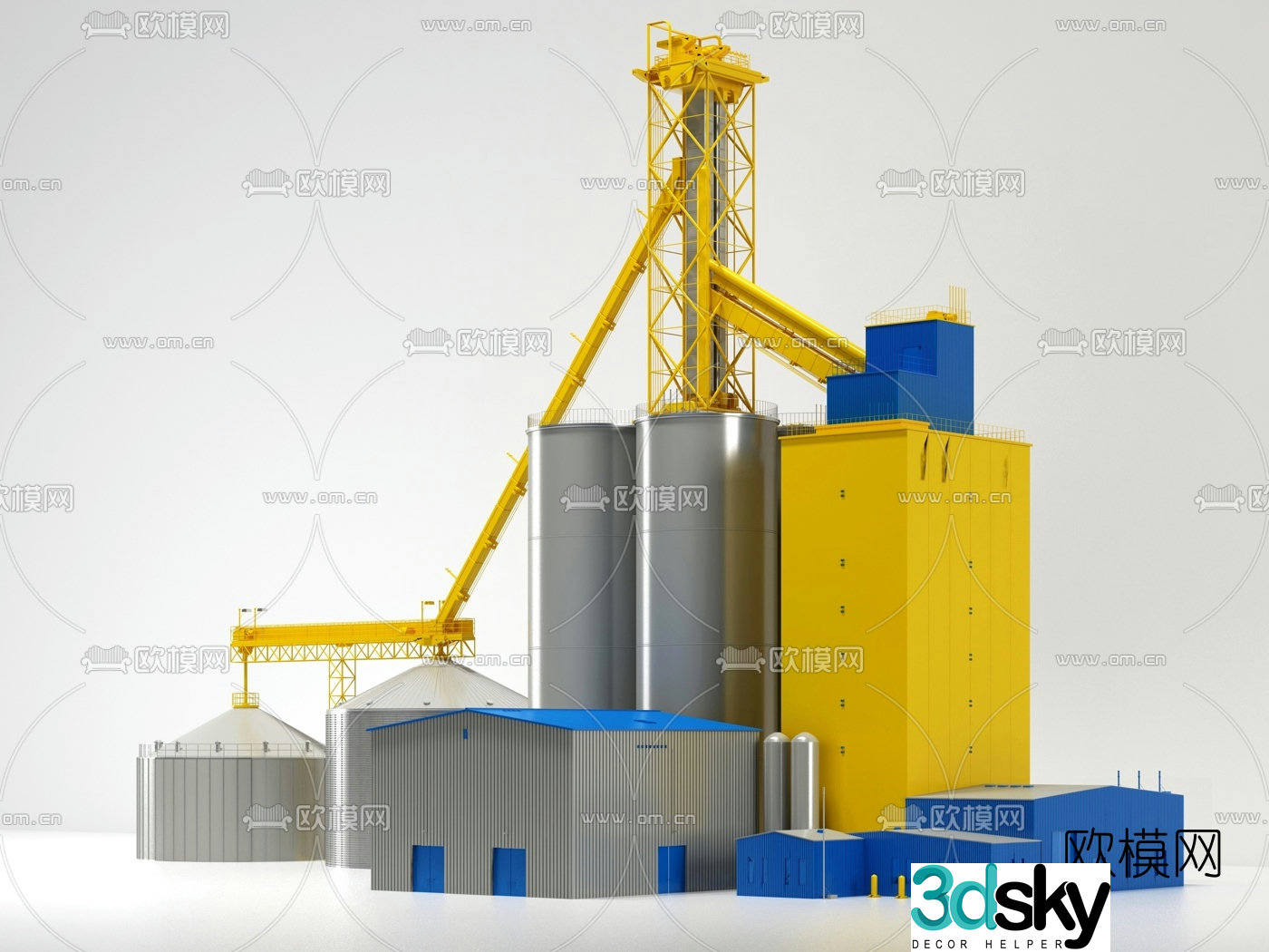 Modern mechanized factory 3d model