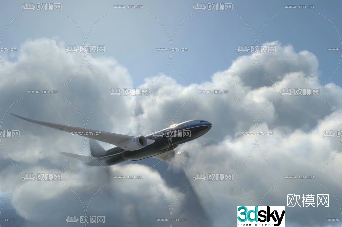 Modern large airliner airplane 3d model