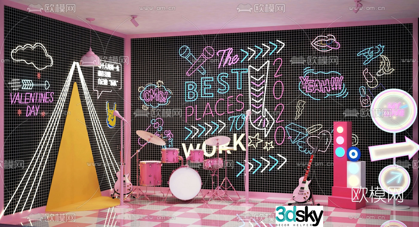Modern drum set 3d model