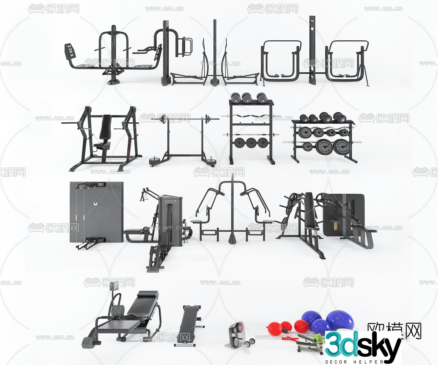 Modern fitness equipment 3d model