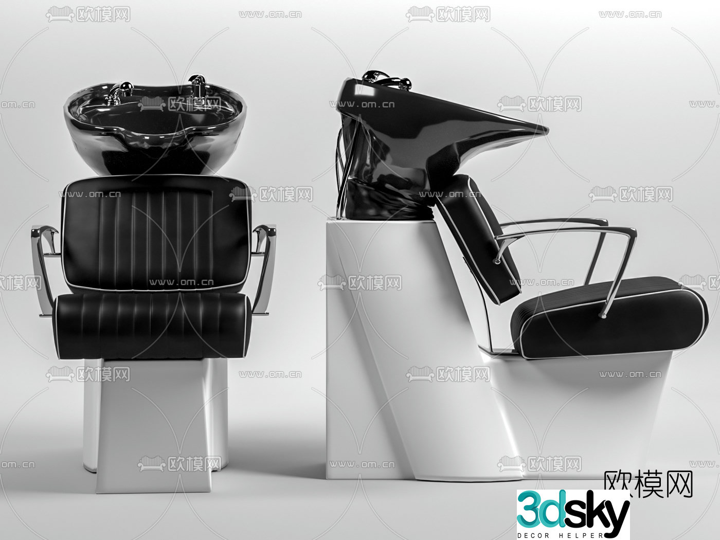 Modern leather barber shampoo chair 3d model