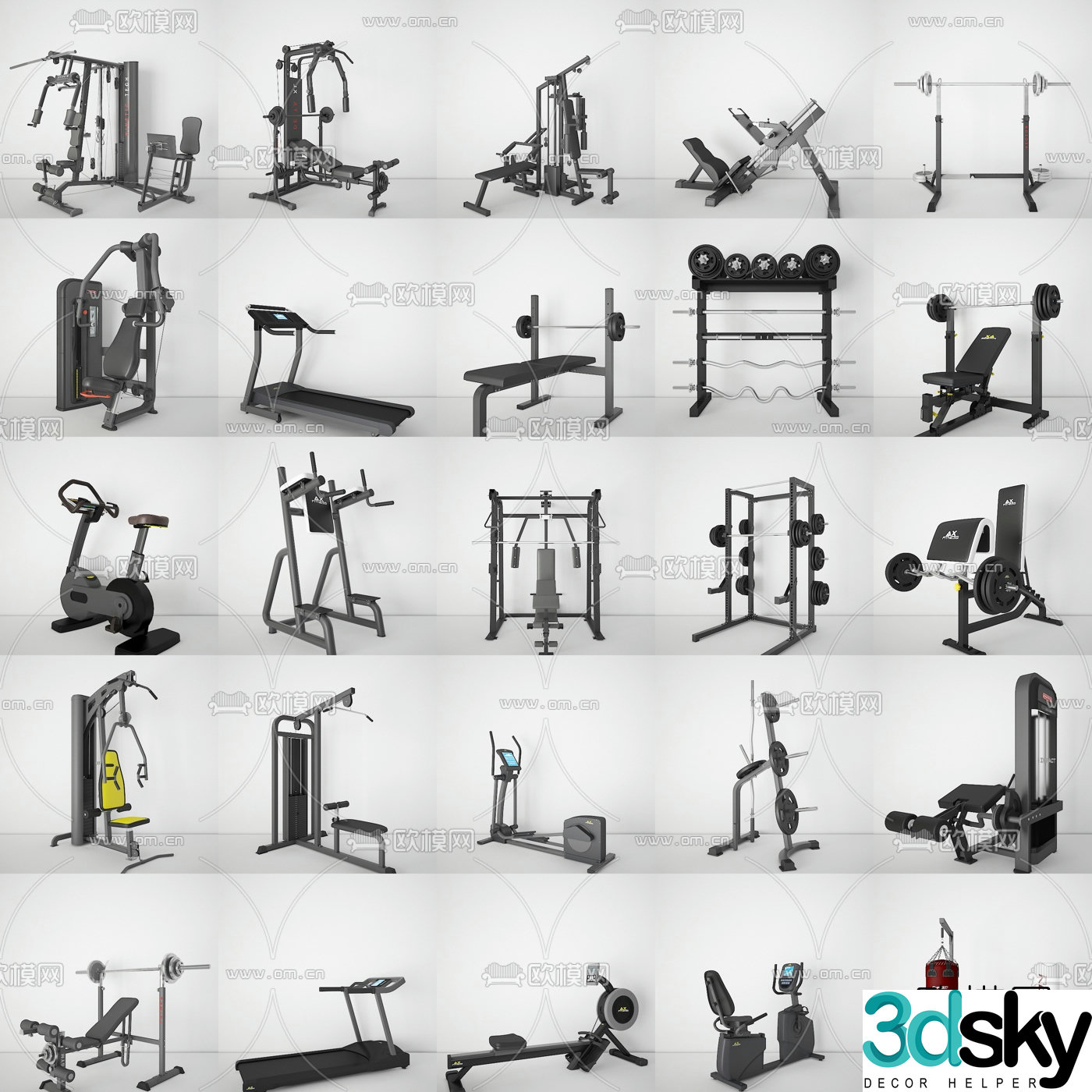 Modern weightlifter treadmill fitness equipment 3d model