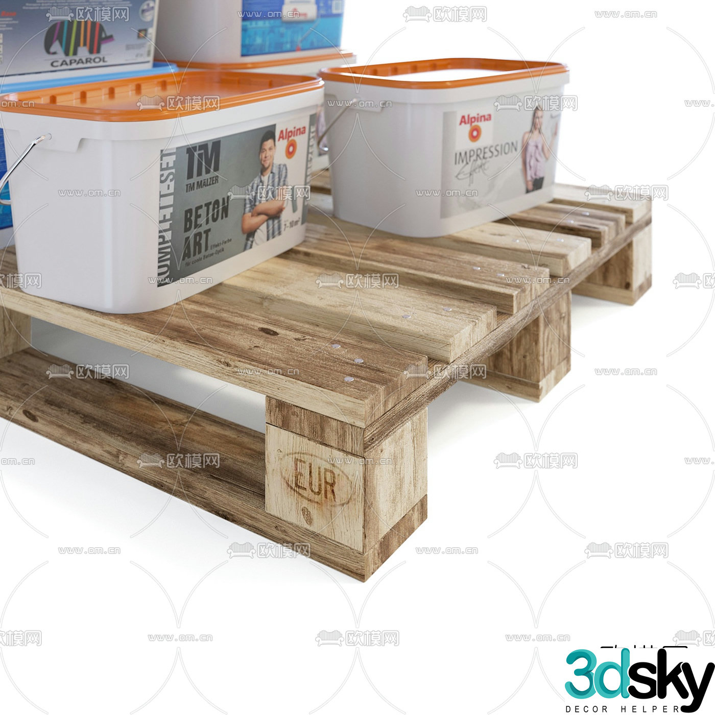 Modern paint bucket combination 3d model