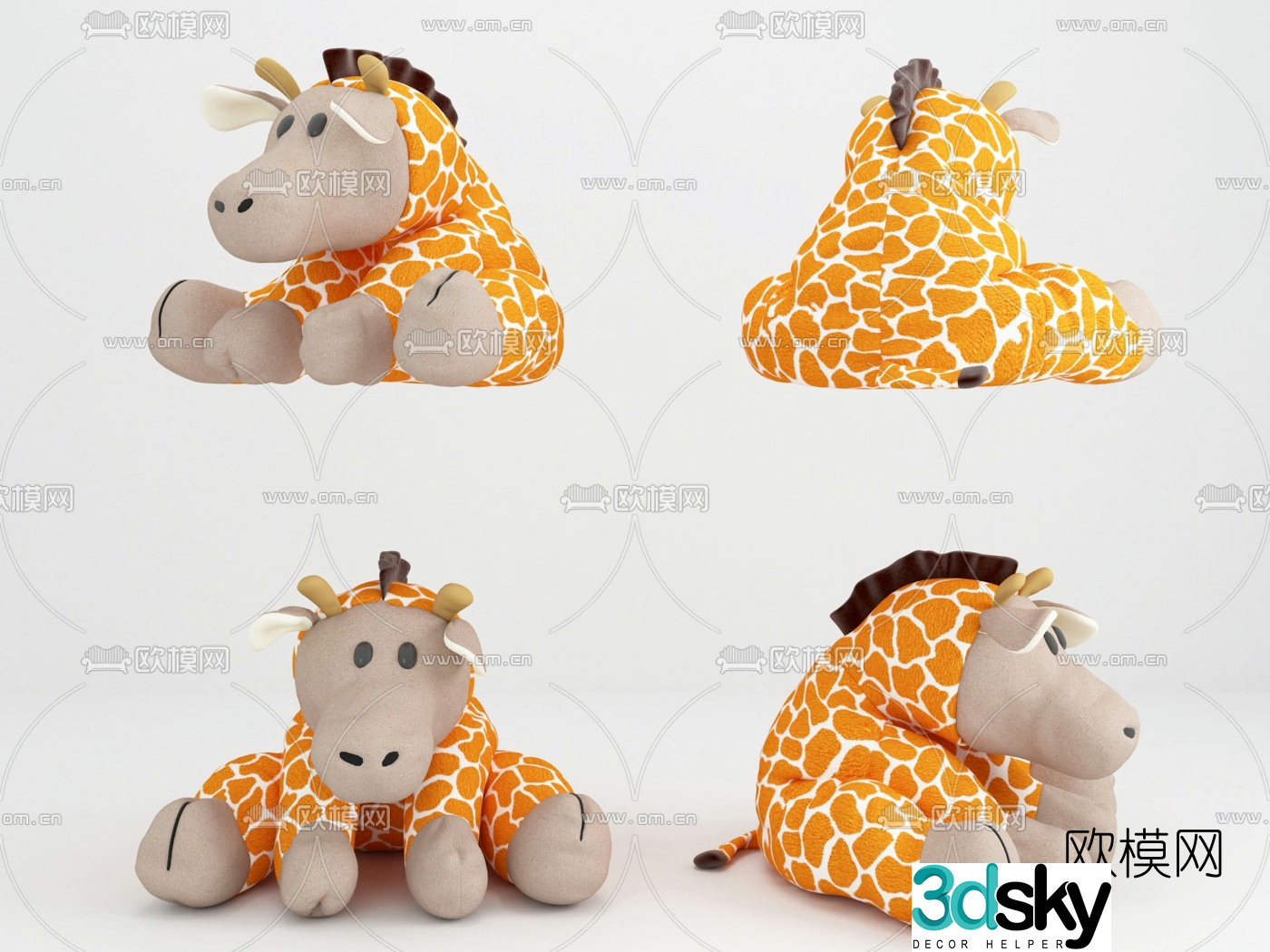 Modern hippopotamus doll ragdoll 3d model