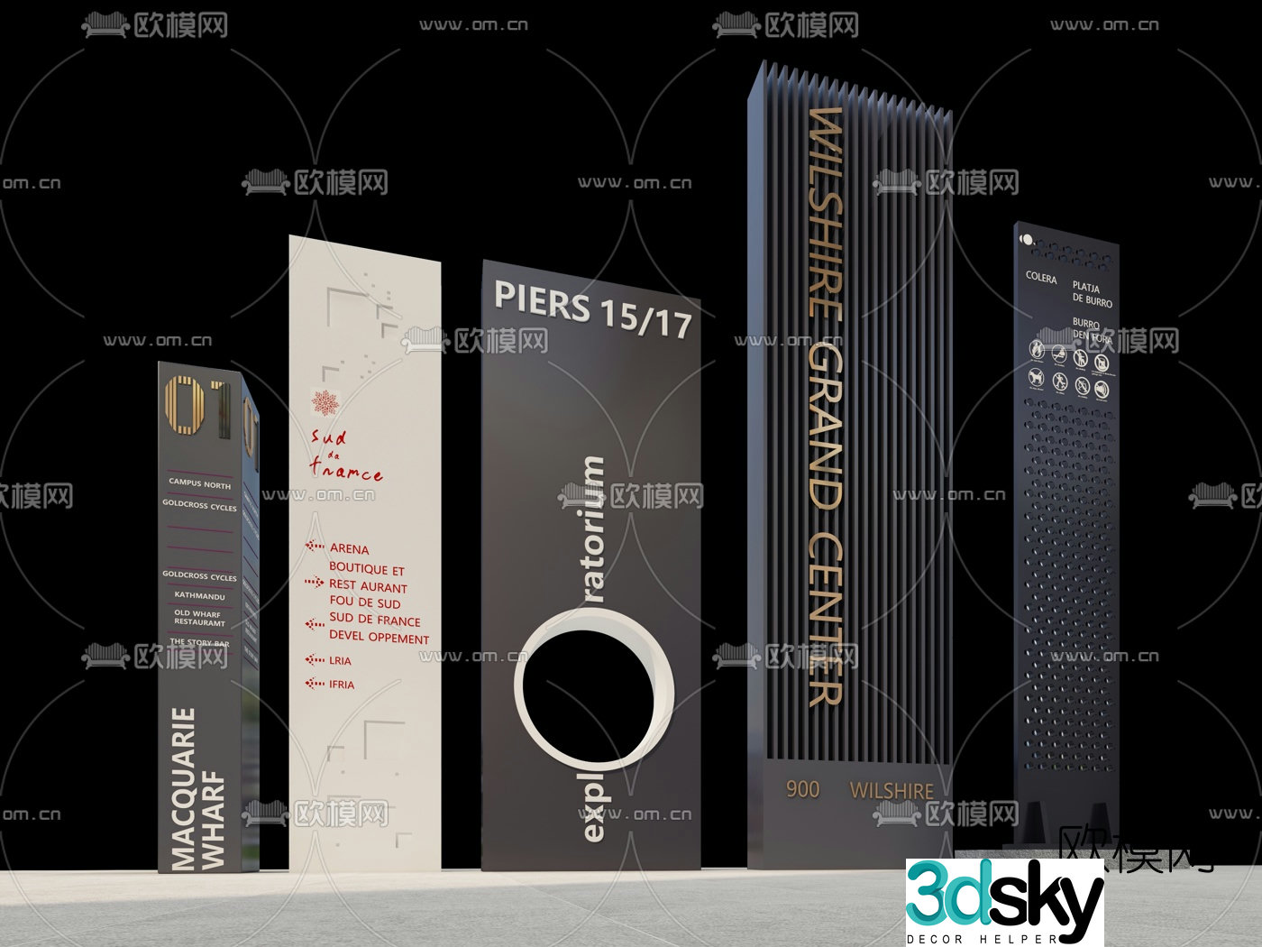 Modern outdoor guide sign 3d model