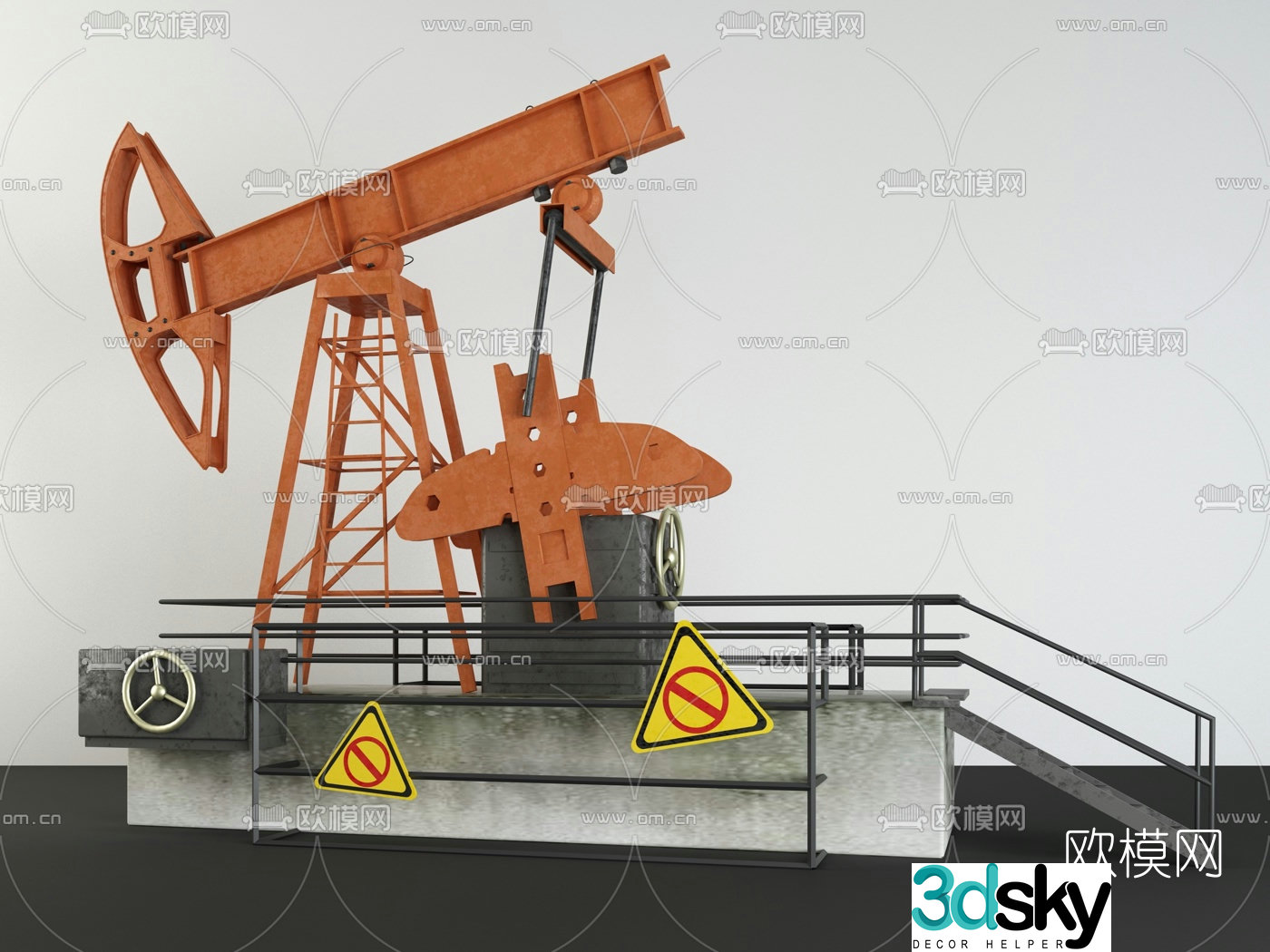 Modern drilling rig pumping unit 3d model