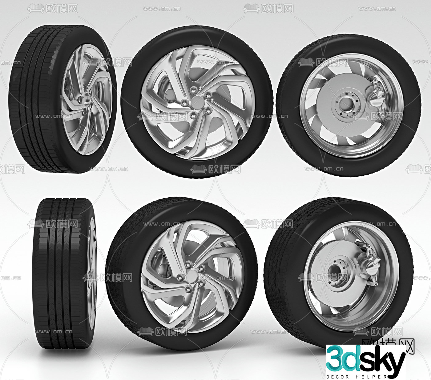 Modern car tire combination 3d model