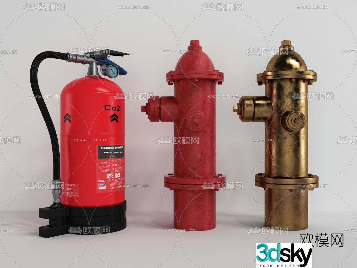 Industrial style fire hydrant fire extinguisher 3d model