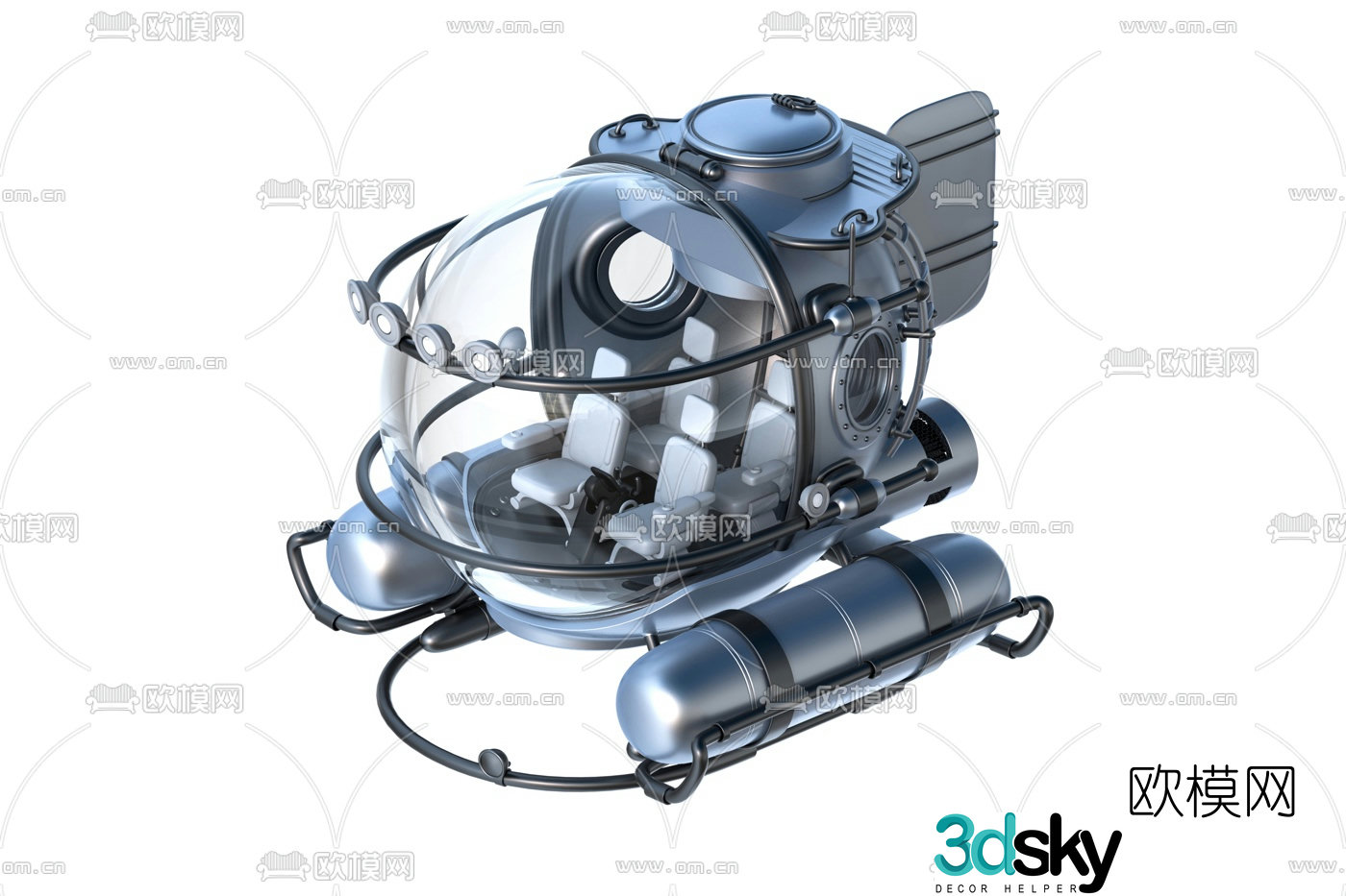 Industrial style submarine 3d model