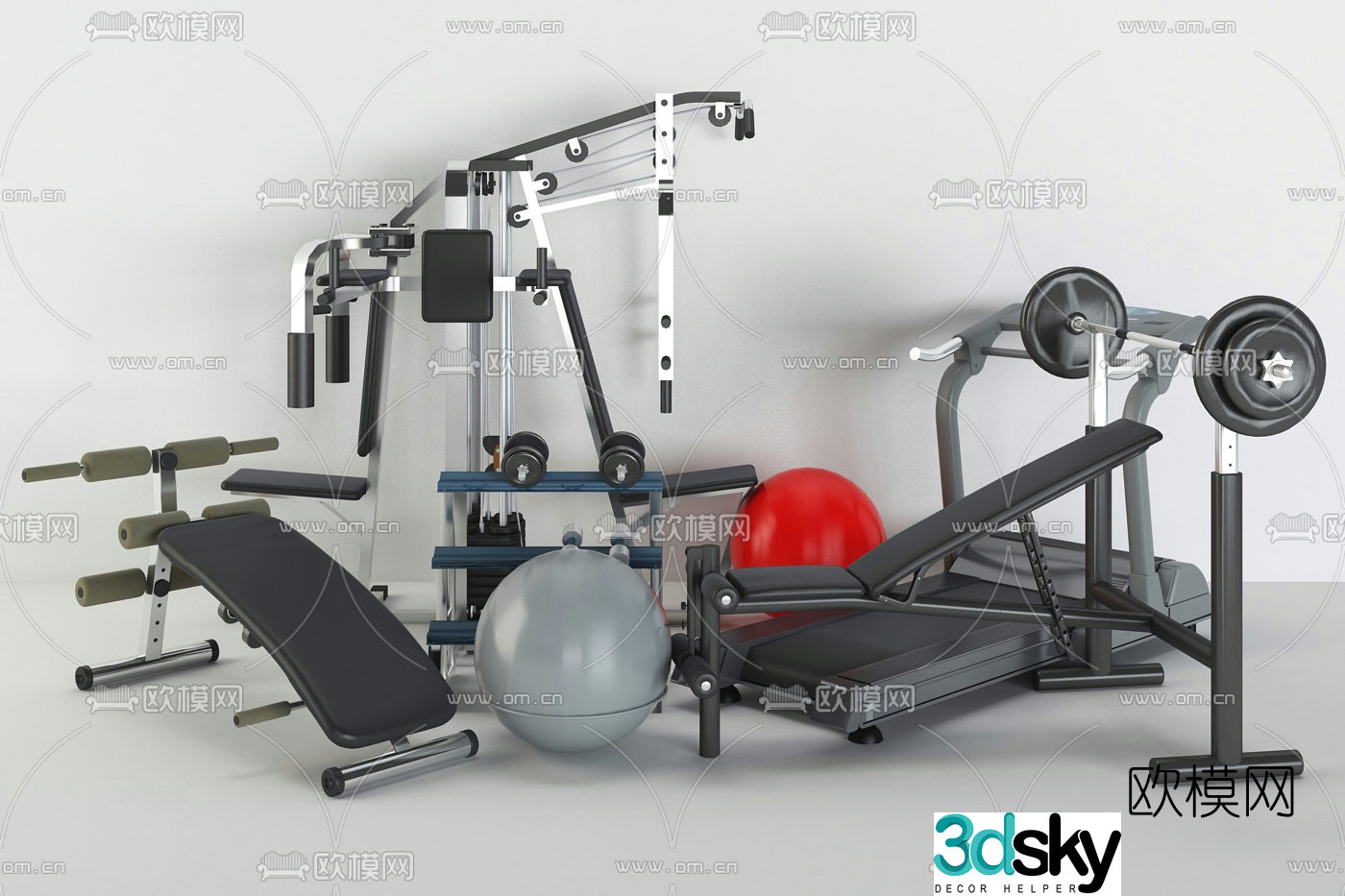 Modern multifunctional fitness machine 3d model